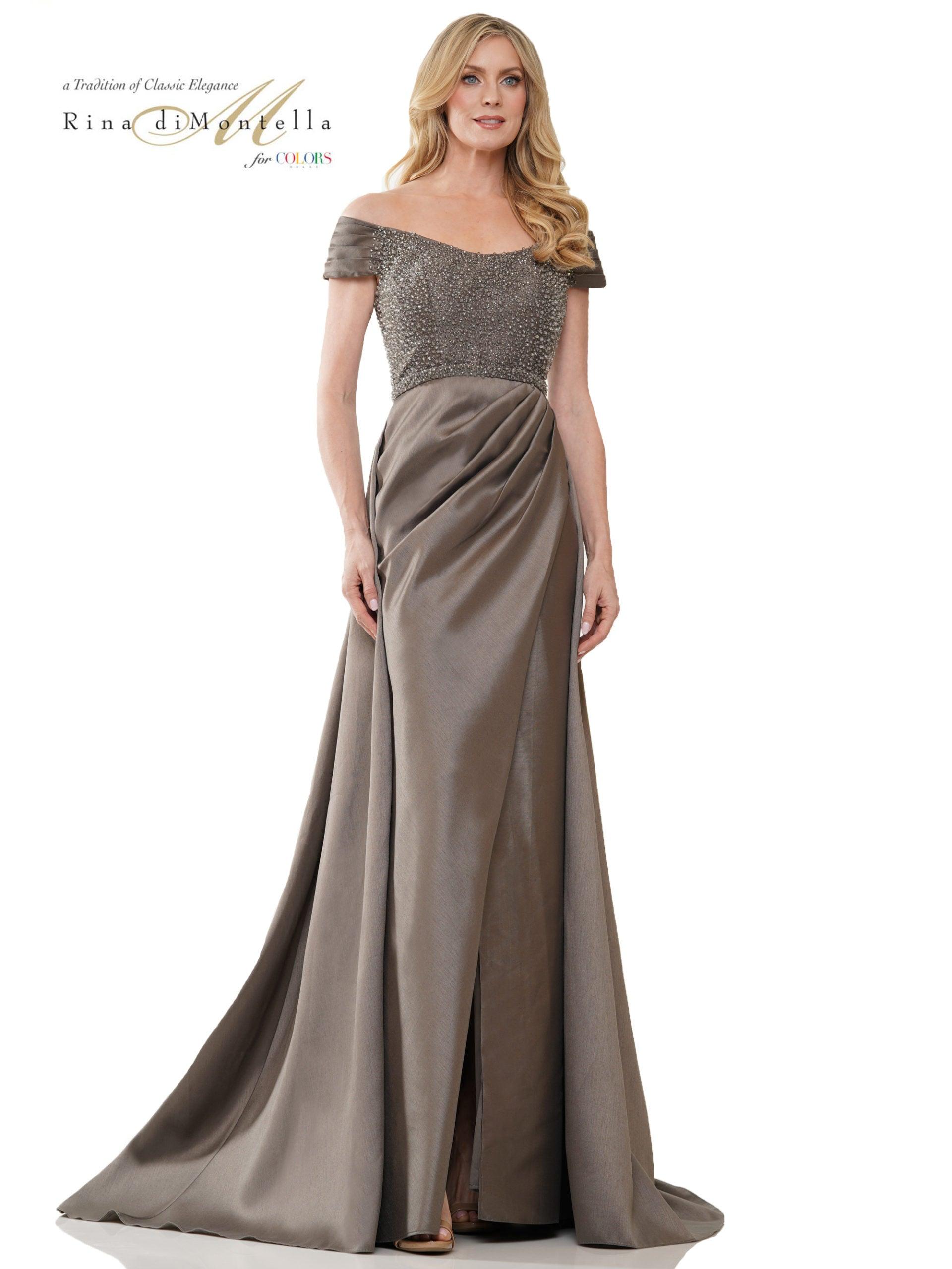 Rina di Montella 2815 Long Off Shoulder Formal Gown