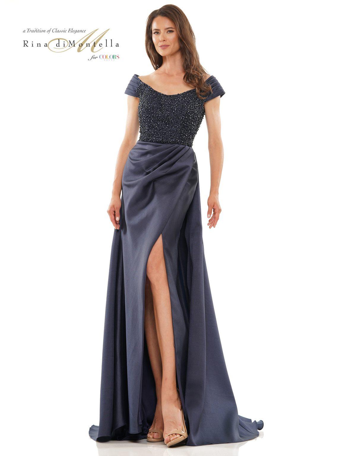 Rina di Montella 2815 Long Off Shoulder Formal Gown