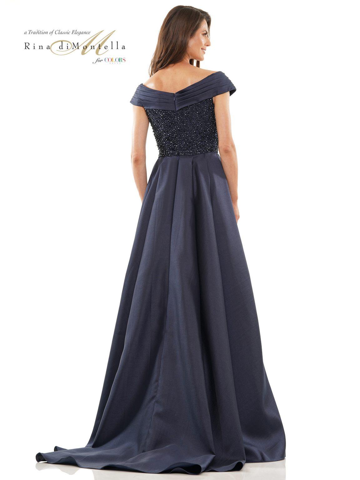 Rina di Montella 2815 Long Off Shoulder Formal Gown