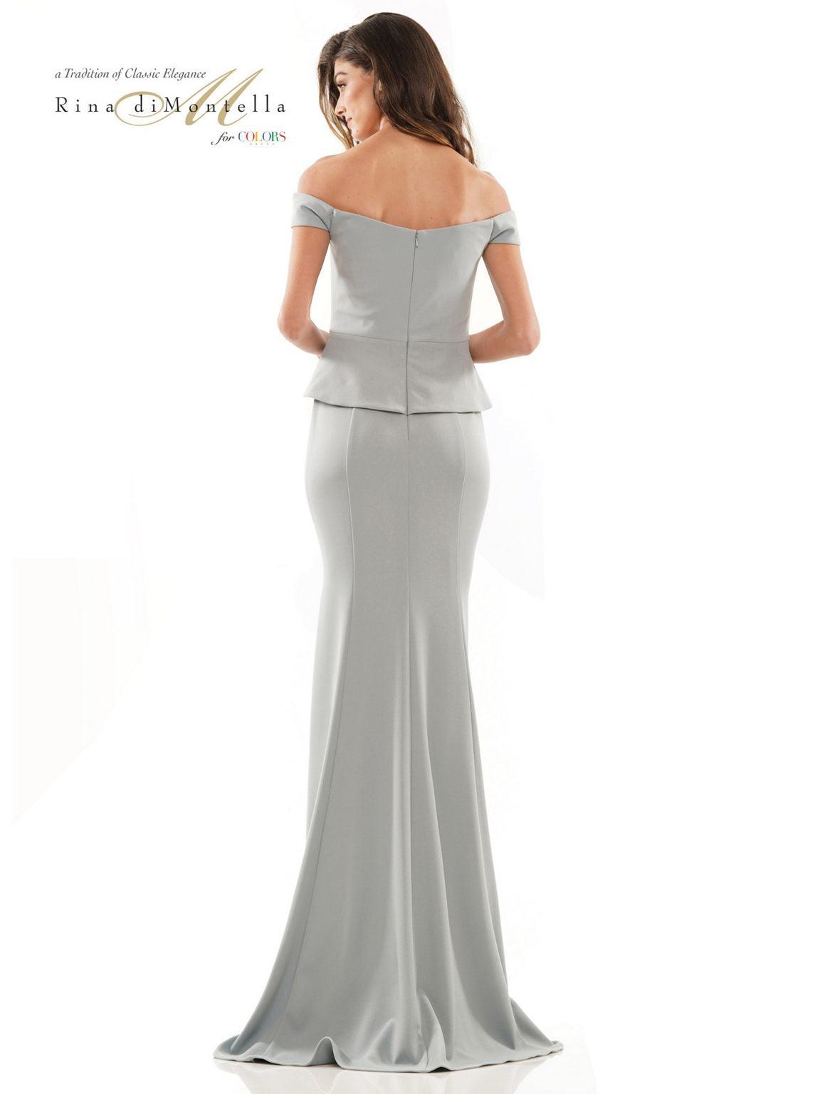 Rina di Montella 2820 Long Off Shoulder Formal Fitted Gown