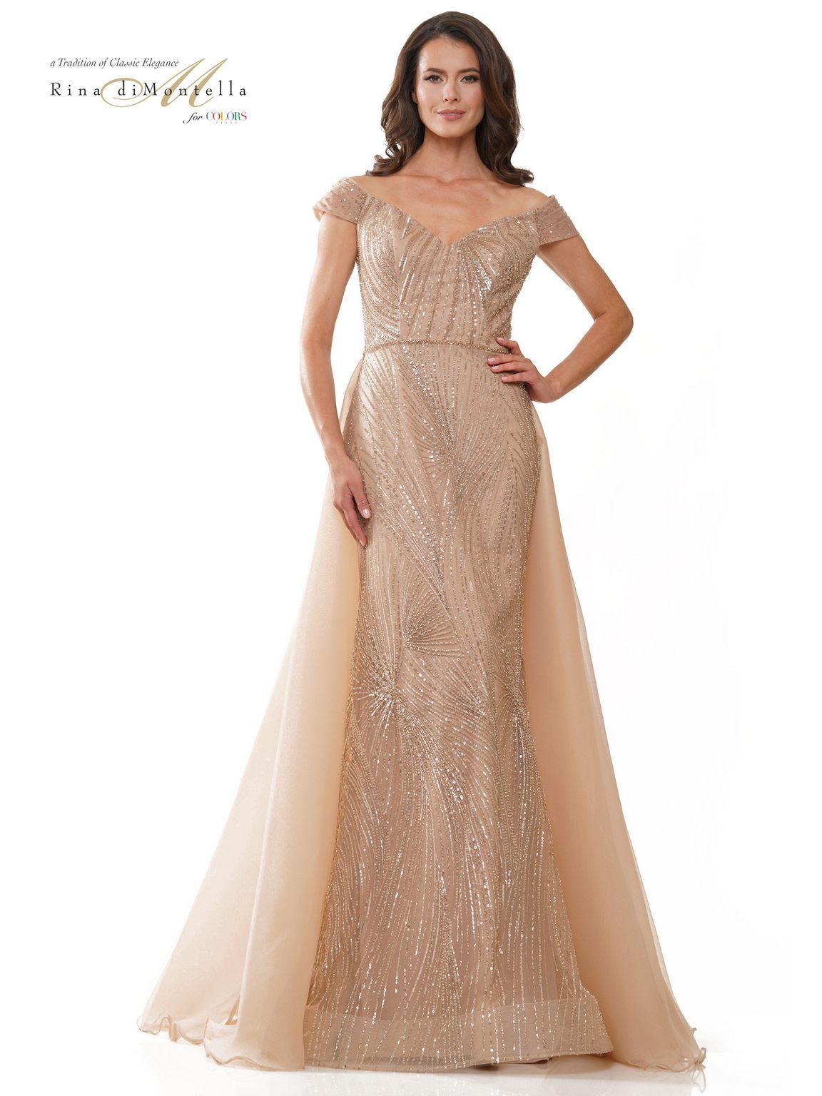 Rina di Montella RD2905 Long Off Shoulder Formal Dress