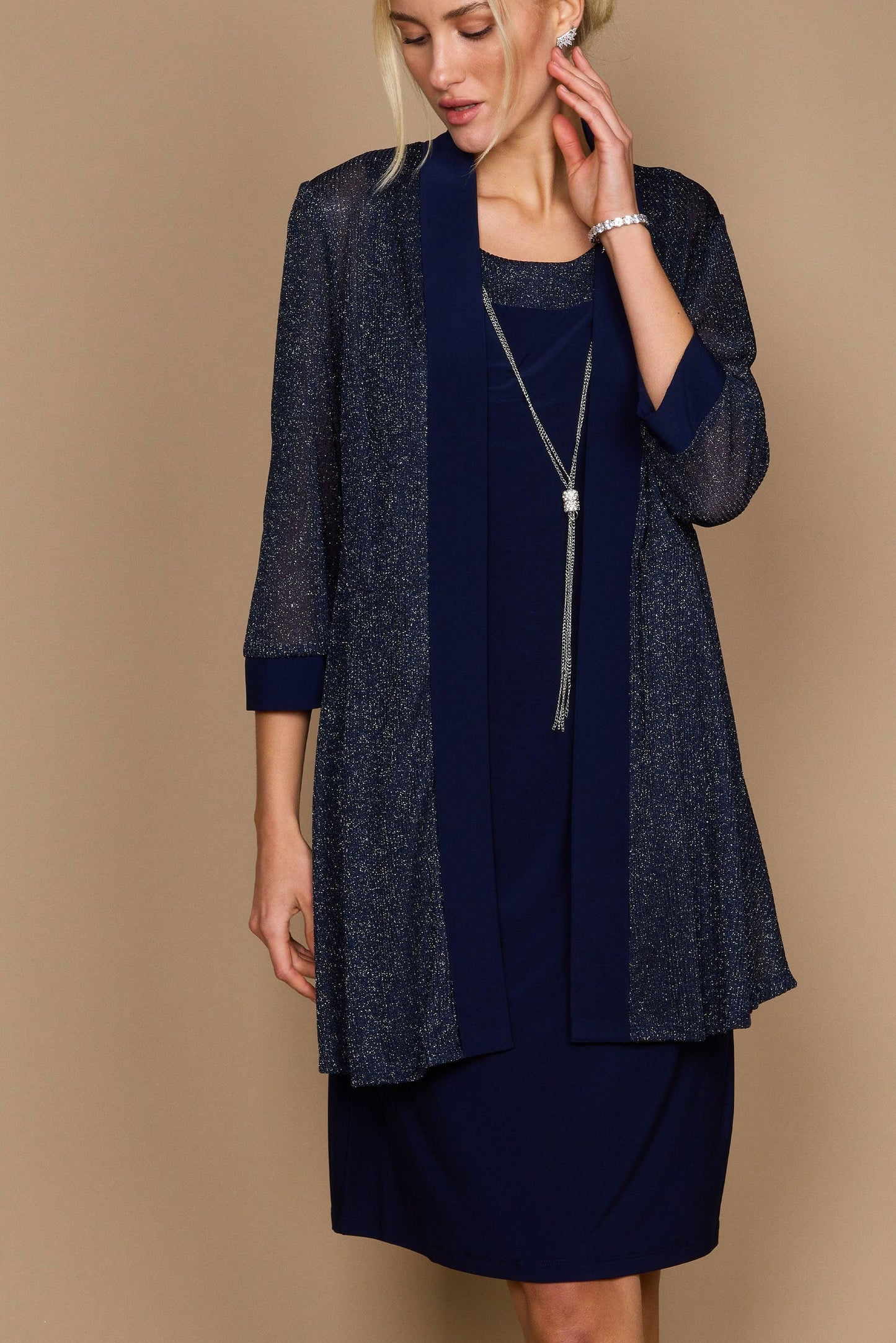 R&M Richards 1873 Short Piece Metallic Jacket Dress