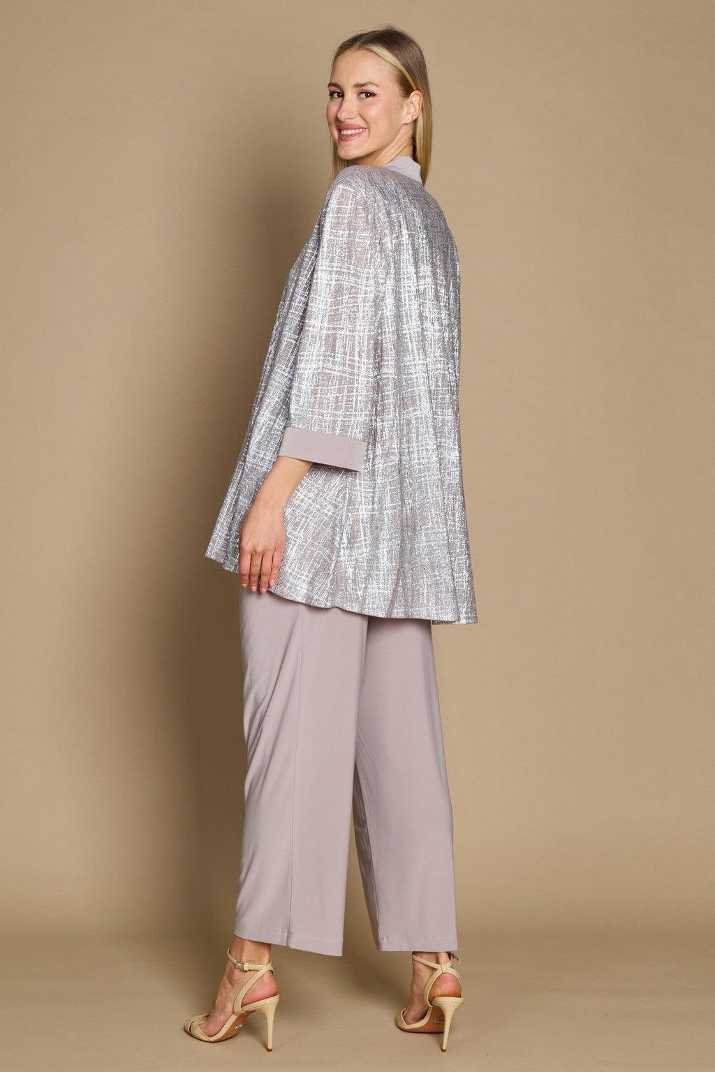 R&M Richards 2587W Plus Size Metallic Print Formal Pant Suit
