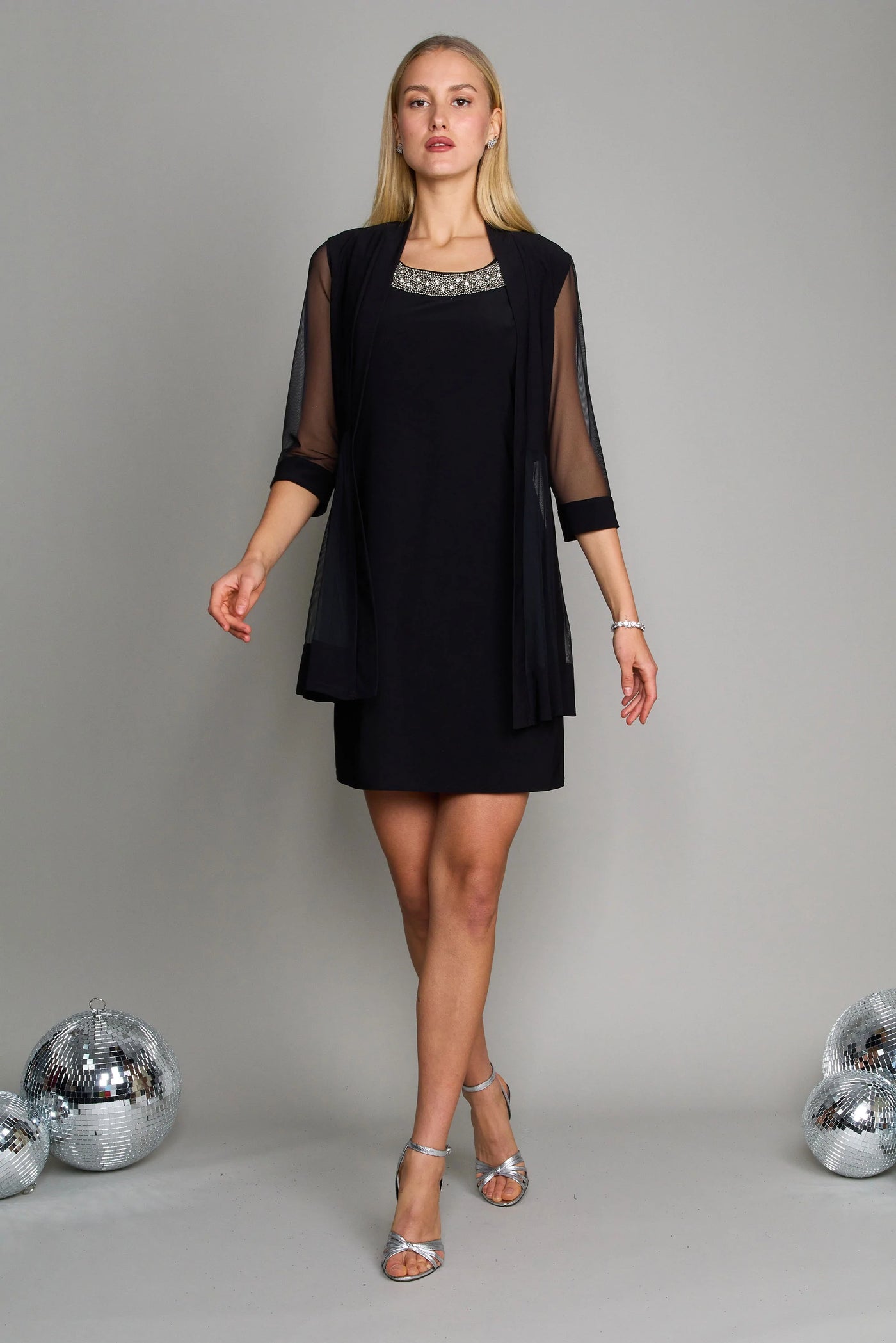 Mother of the Bride Dresses Short Beaded Petite Jacket Dress Black