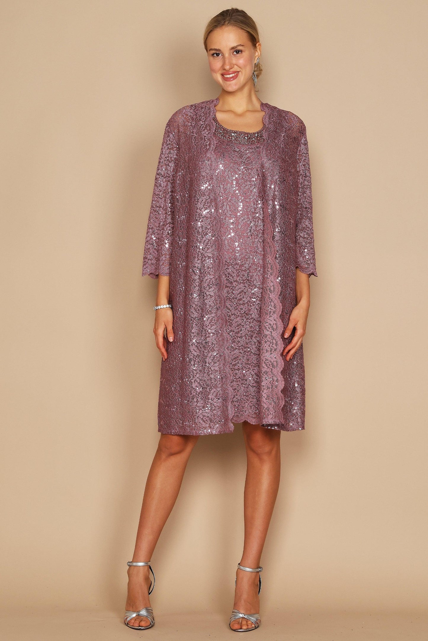 R&M Richards 9101 Short Piece Lace Jacket Dress