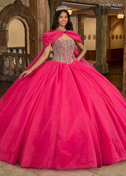 Quinceniera Dresses Long Beaded Quinceniera Ball Gown Bright Pink