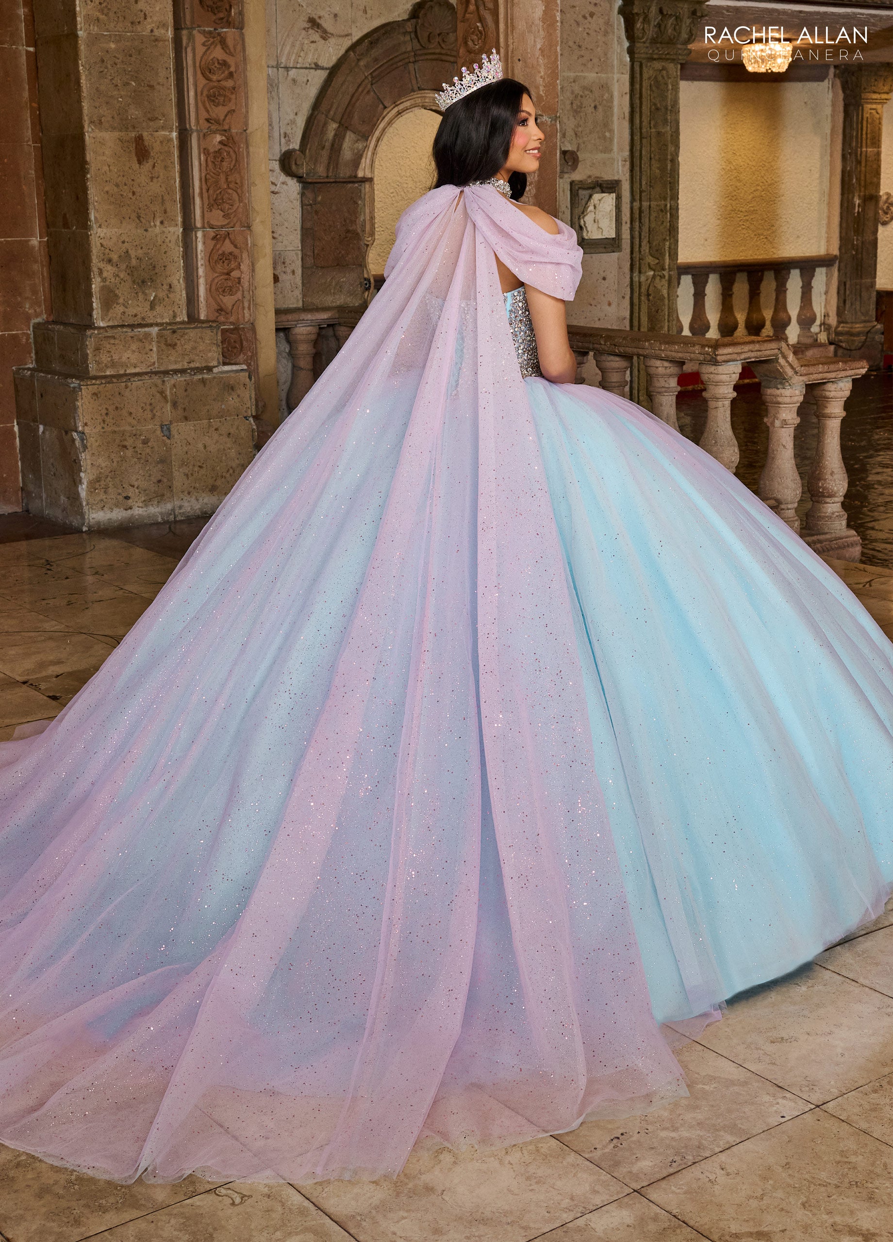 Quinceniera Dresses Long Beaded Quinceniera Ball Gown Lilac Light Blue