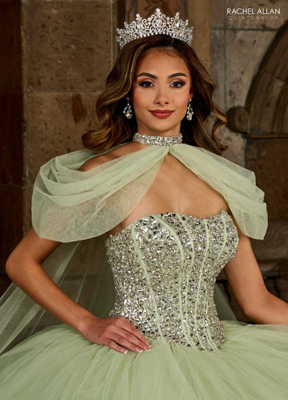Quinceniera Dresses Long Beaded Quinceniera Ball Gown Sage