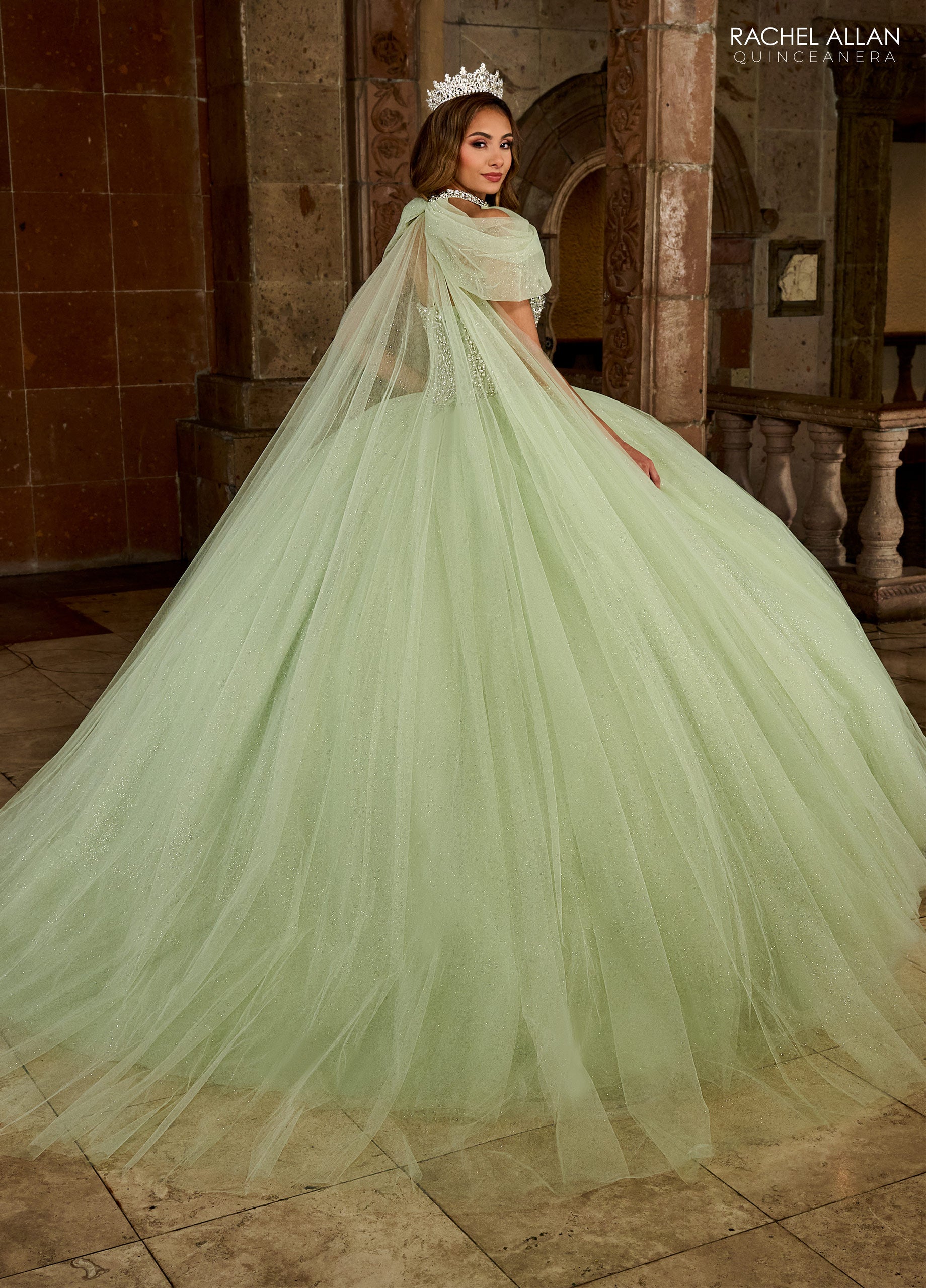 Quinceniera Dresses Long Beaded Quinceniera Ball Gown Sage