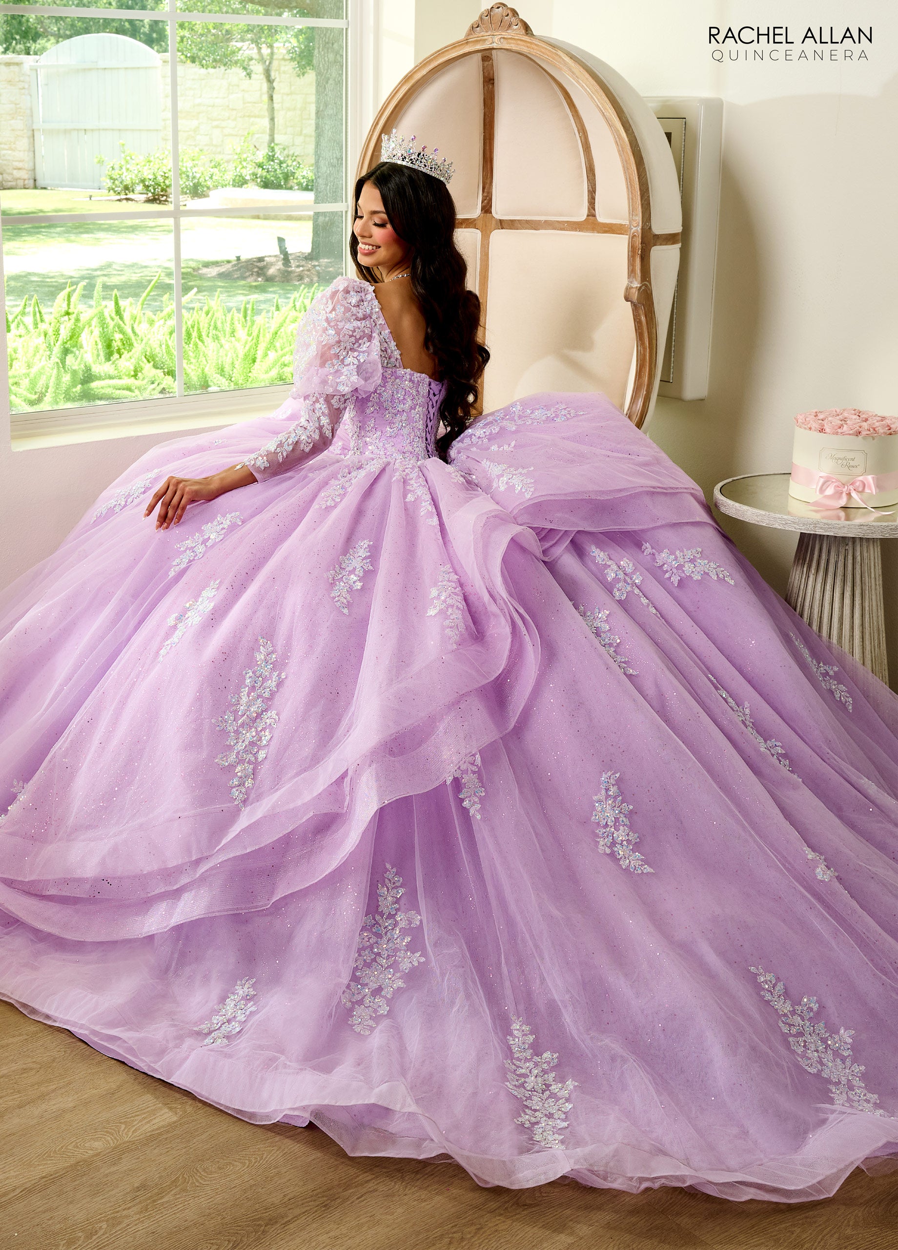Rachel Allan RQ1131 Detachable Long Sleeve Quinceanera Applique Ball Gown
