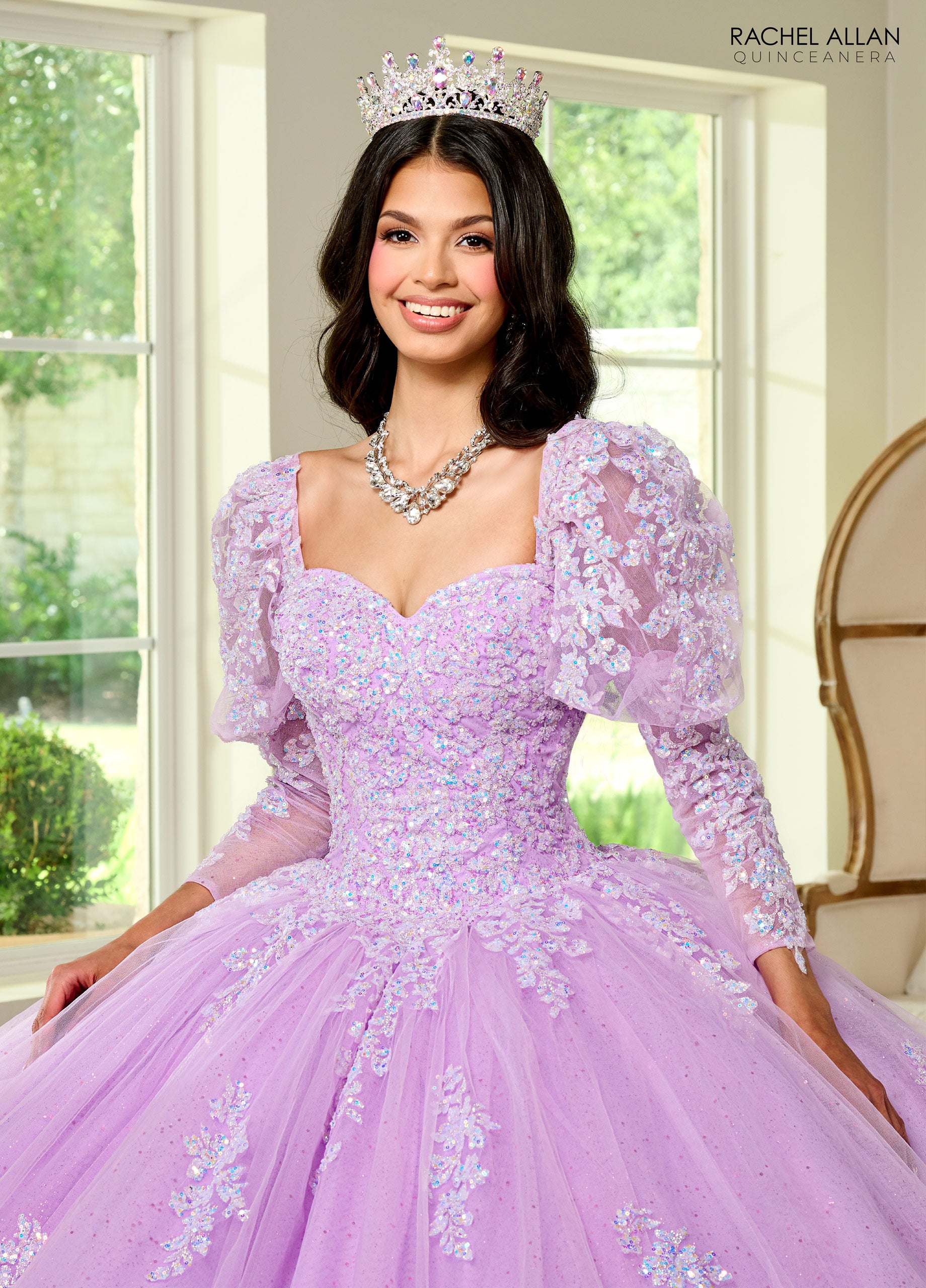 Rachel Allan RQ1131 Detachable Long Sleeve Quinceanera Applique Ball Gown