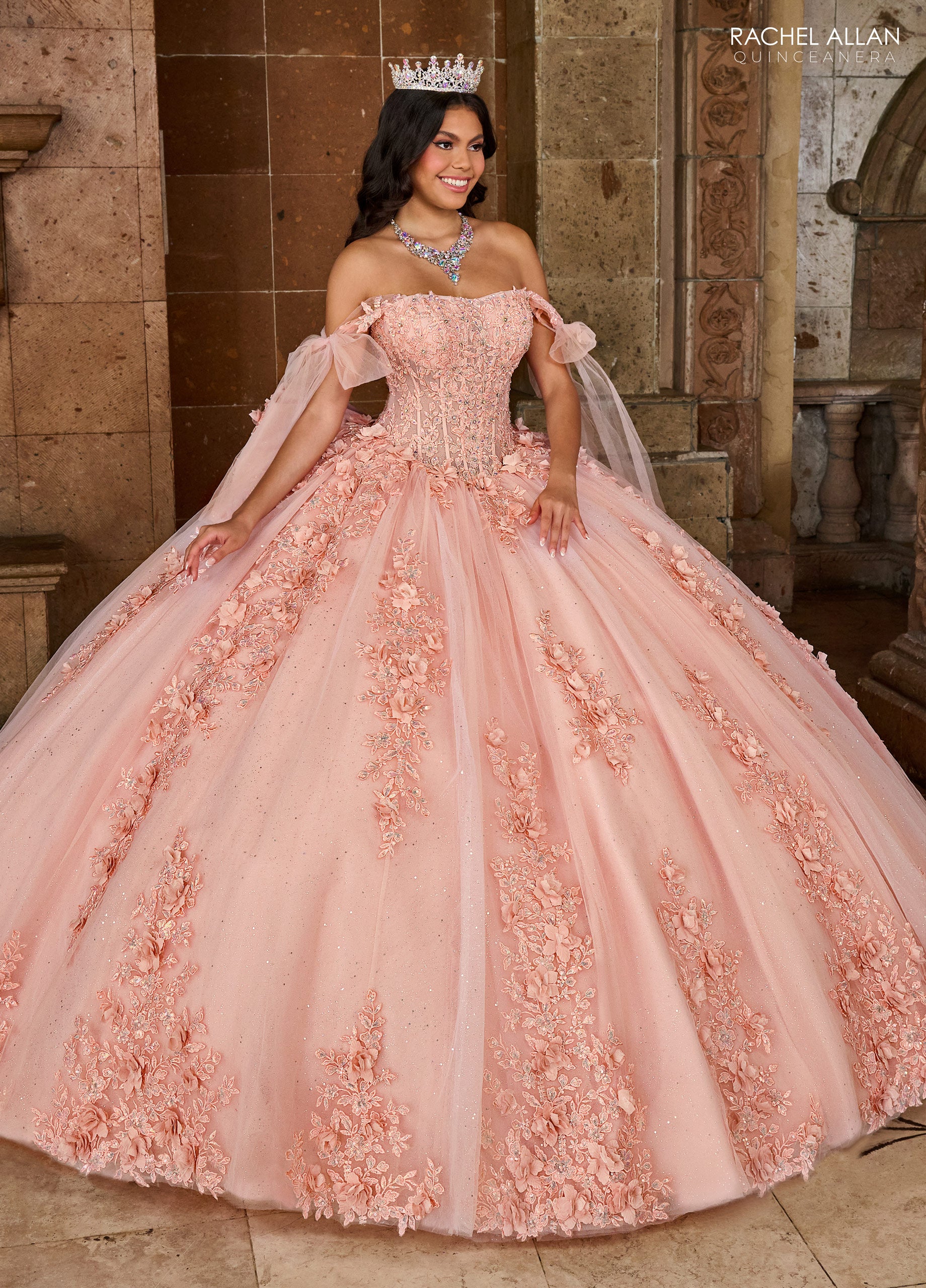 Rachel Allan RQ1132 Applique Quinceanera Long Ball Gown - Sky Blue / 14 Rachel Allan RQ1132 Applique Quinceanera Long Ball Gown - Sky Blue / 14