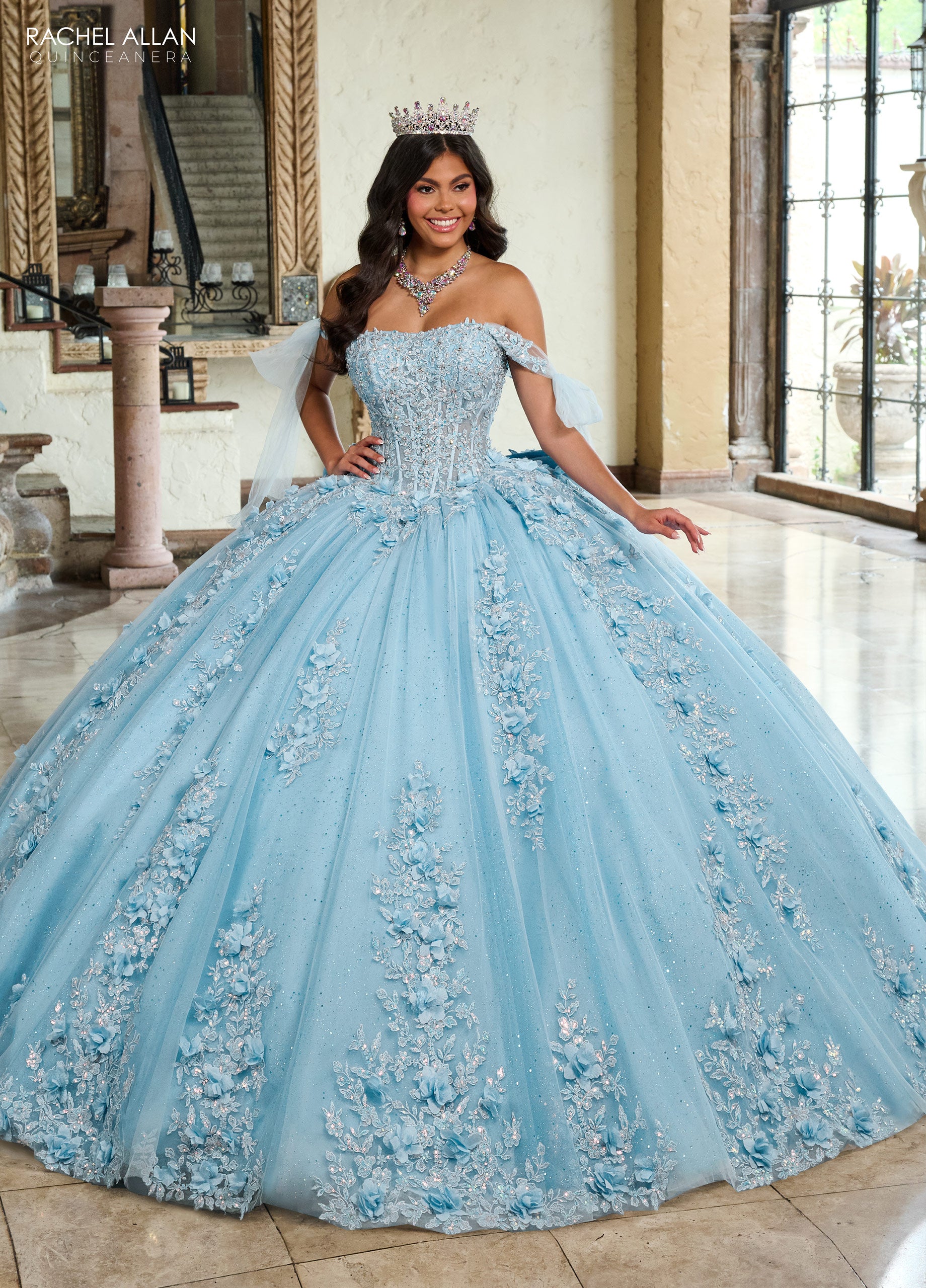 Rachel Allan RQ1132 Applique Quinceanera Long Ball Gown