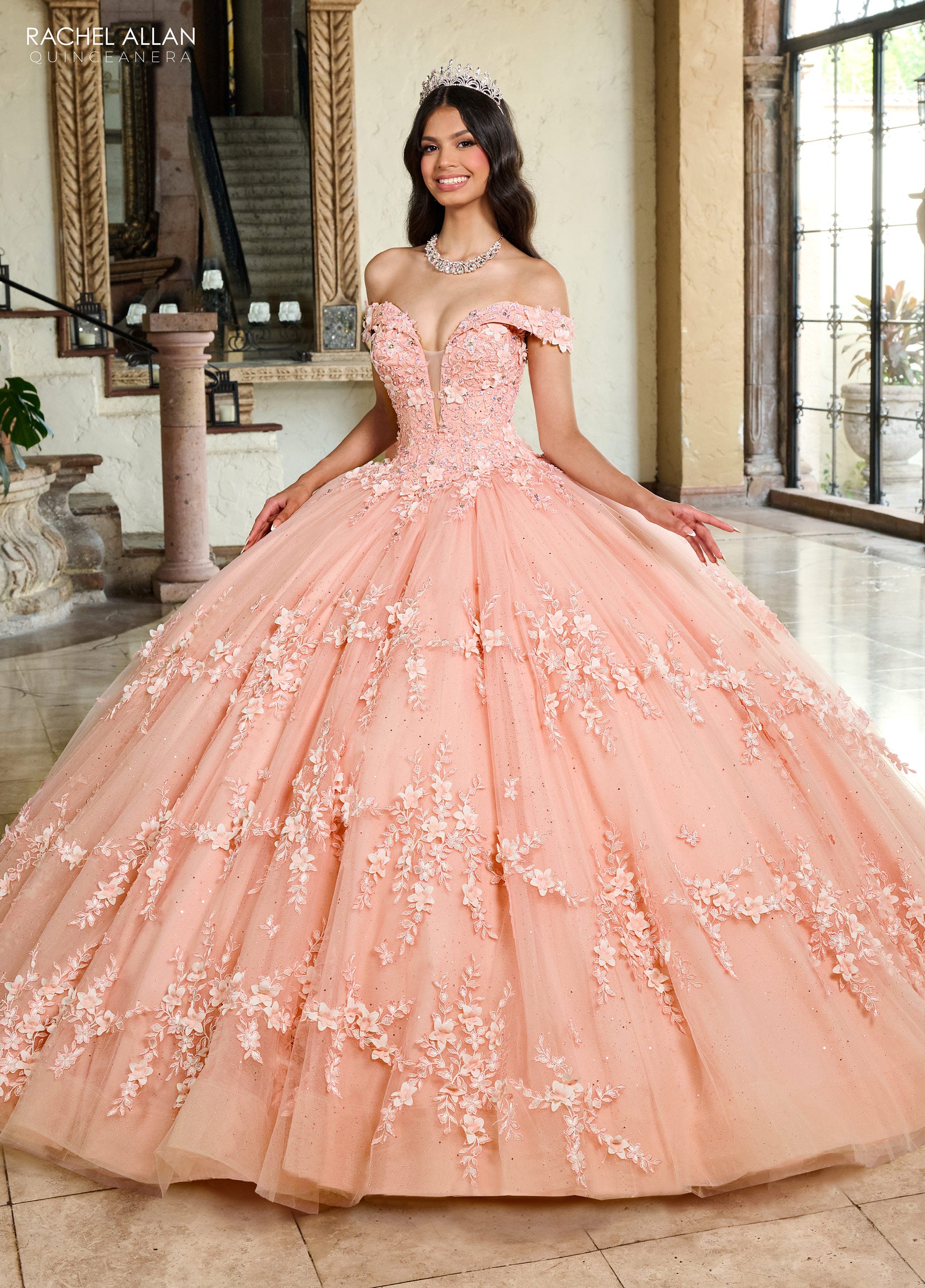 Rachel Allan RQ1134 Long Quinceanera 3D Flowers Ball Gown