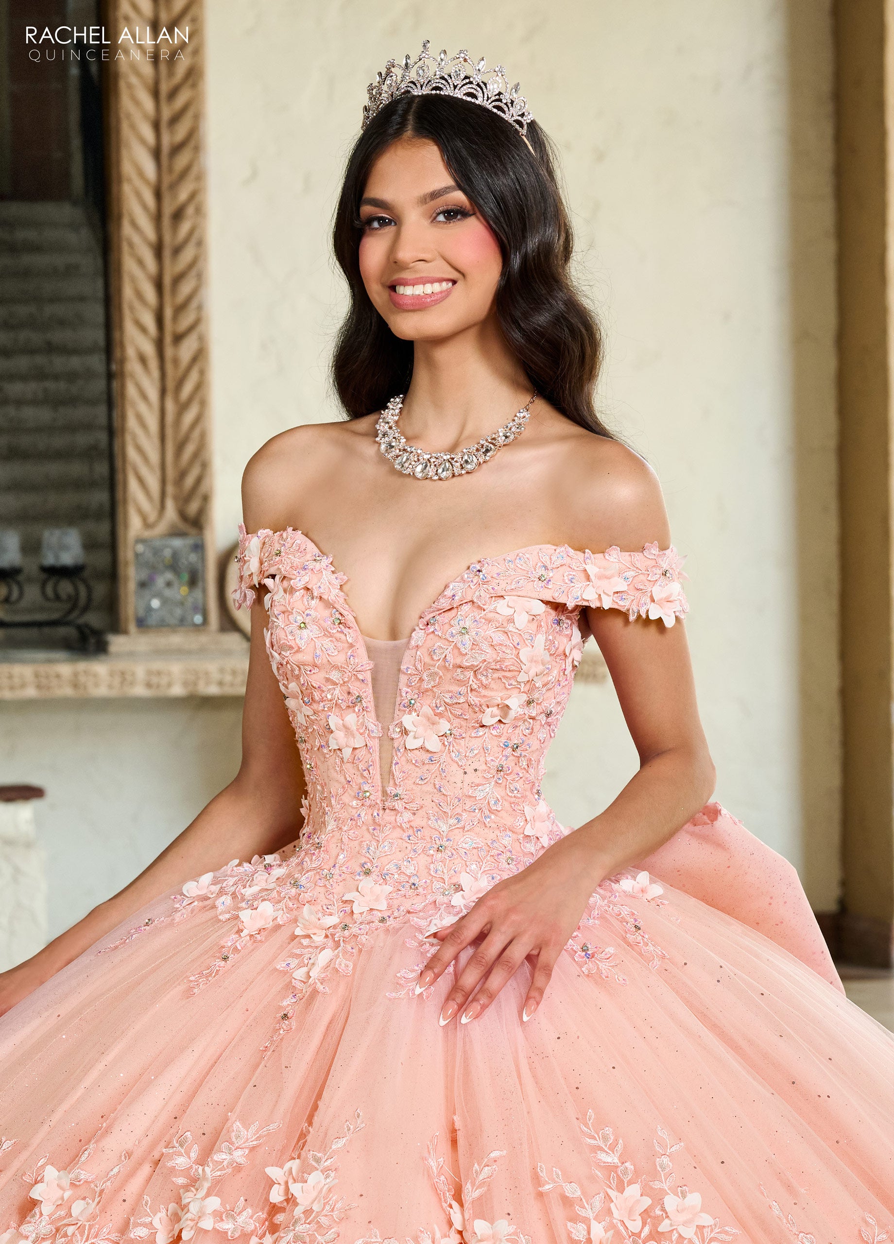 Quinceniera Dresses Long Quinceniera 3D Flowers Ball Gown Blush