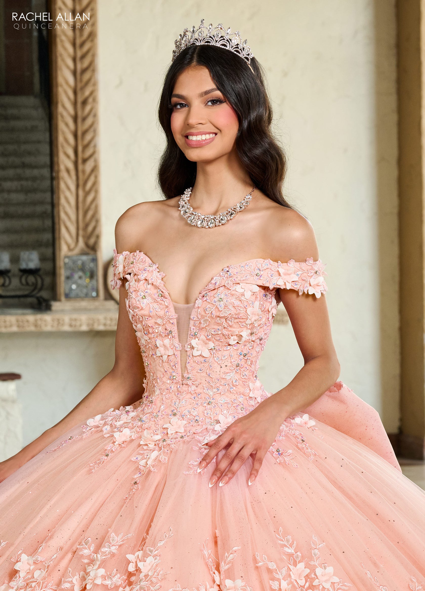 Lilac 3D Flowers Ball Gown Quinceanera Dresses Puff Long Sleeves  Y6580