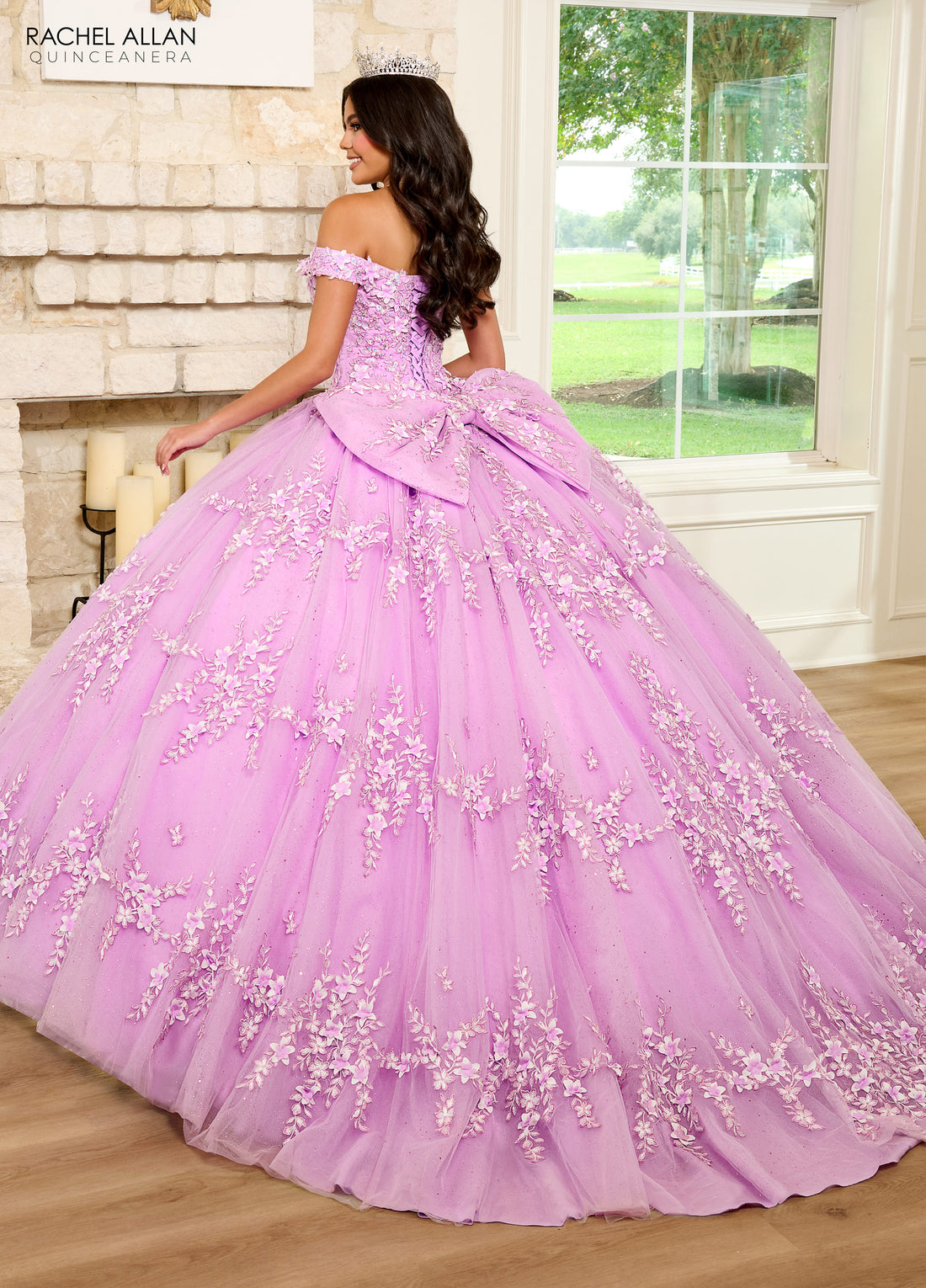 Lilac Quinceanera Dress With Flowers Ball Gown Sweet 16 Dress Elegant Tulle Ball Gown 3D Flowers Princess Evening Dress 15 Lovely c2755