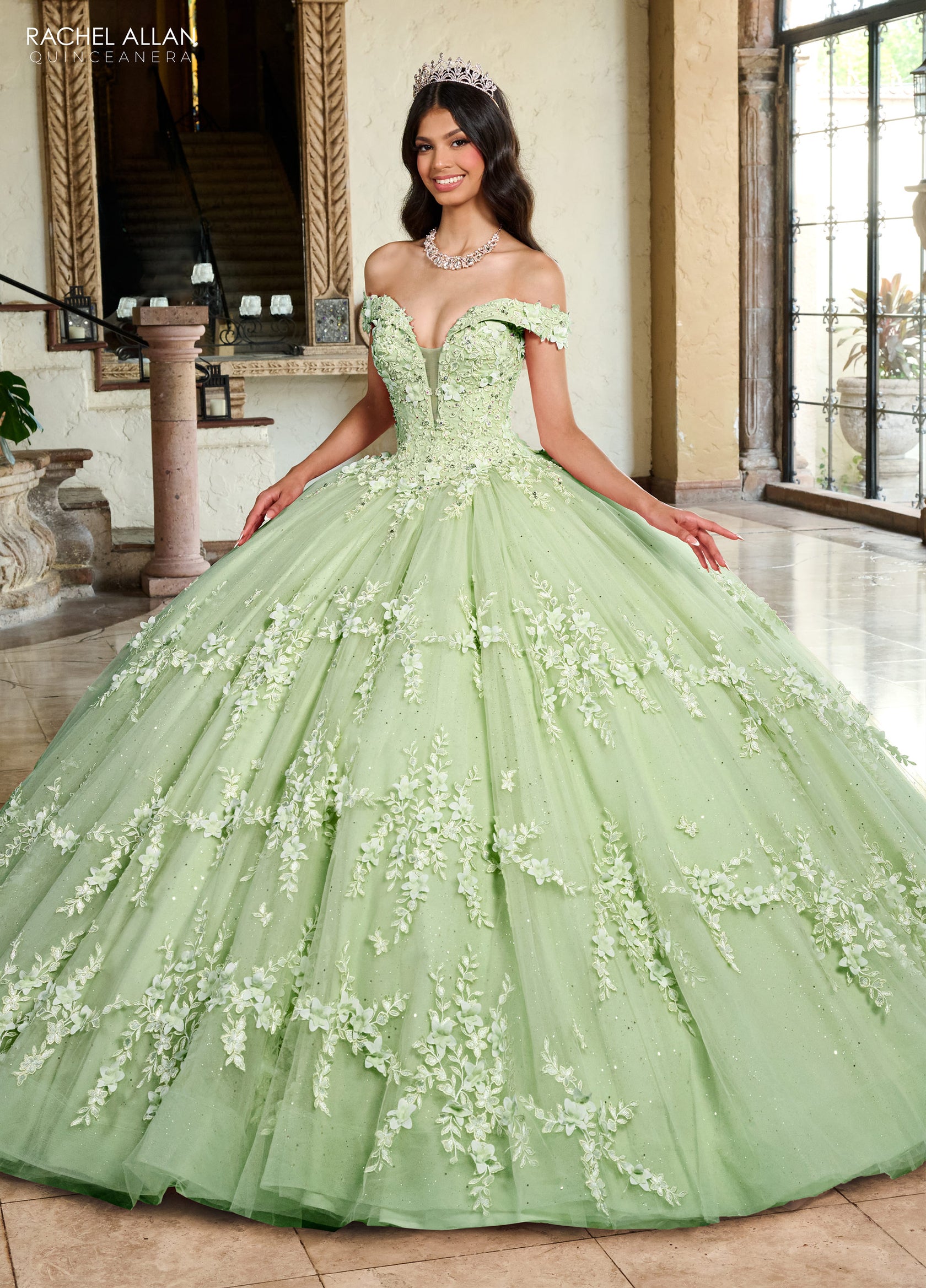 Yellow 3D Flowers Ball Gown Dress Sweet 16 Dress Y6578 main image 1