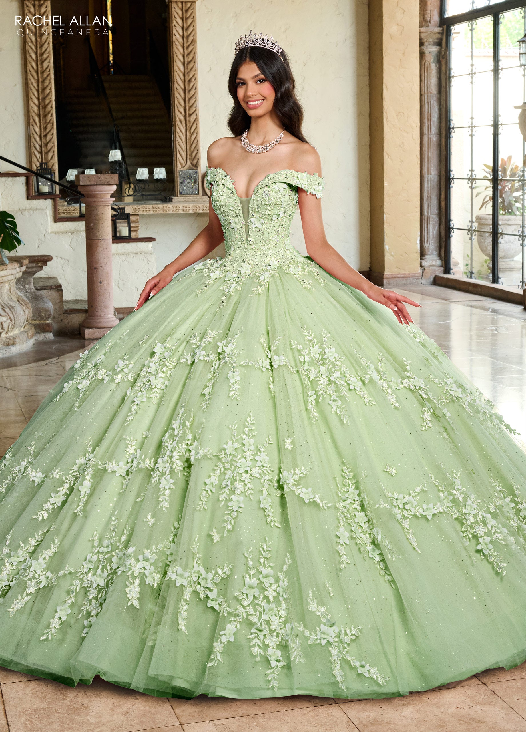 Rachel Allan RQ1134 Long Quinceanera 3D Flowers Ball Gown