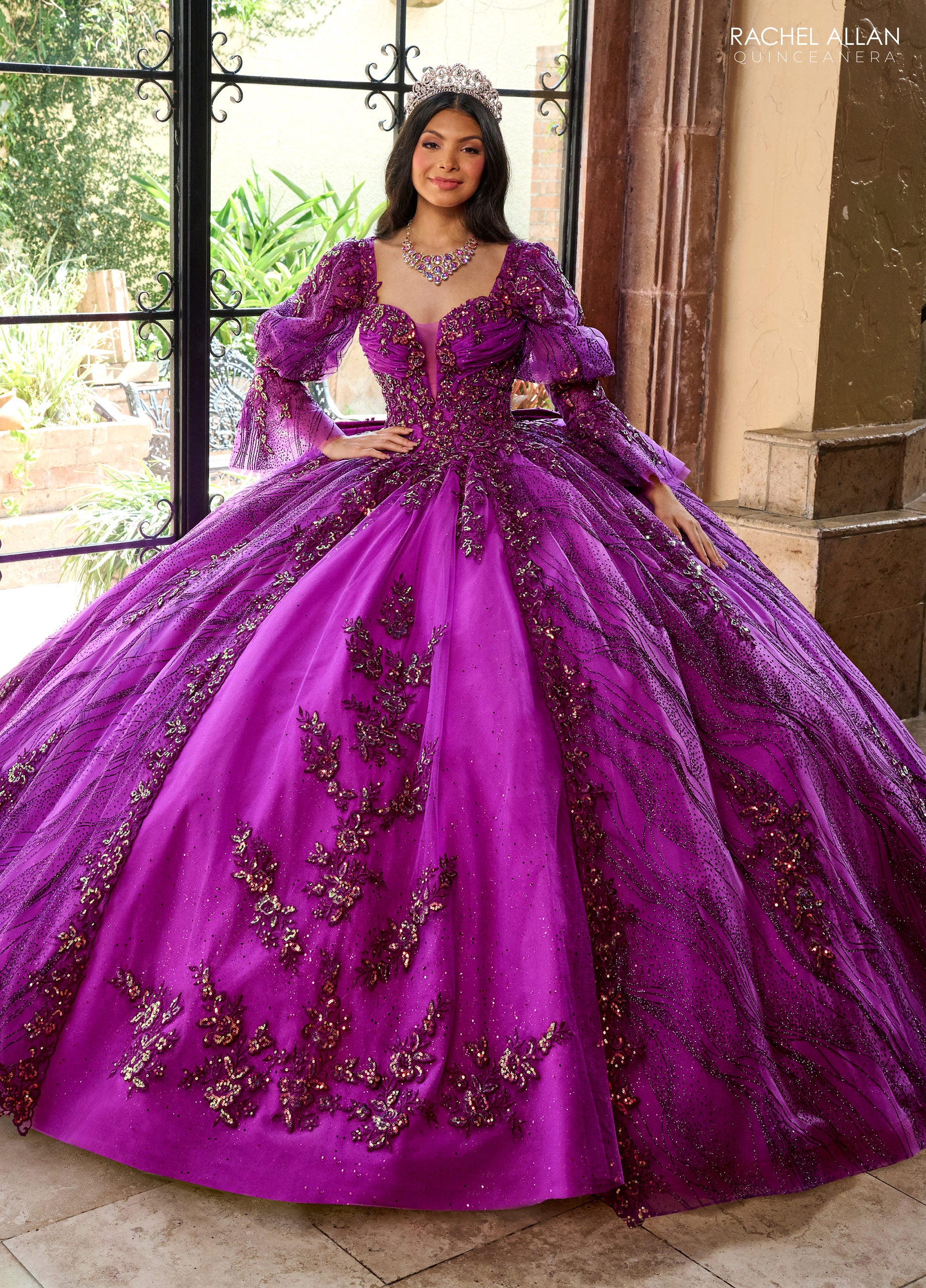 Red Rachel Allan RQ1135 Quinceanera Applique Long Ball Gown