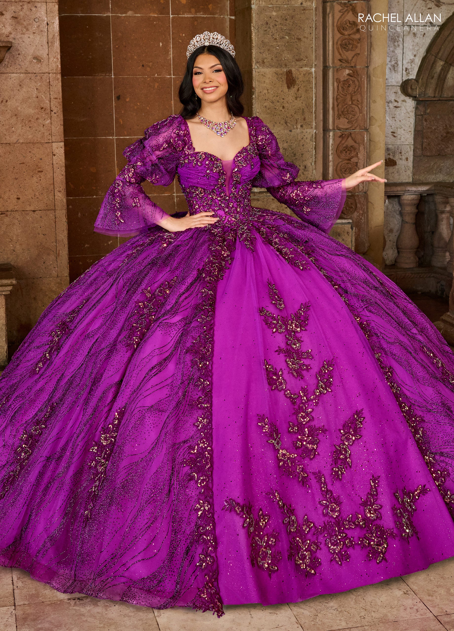 Rachel Allan RQ1135 Quinceanera Applique Long Ball Gown