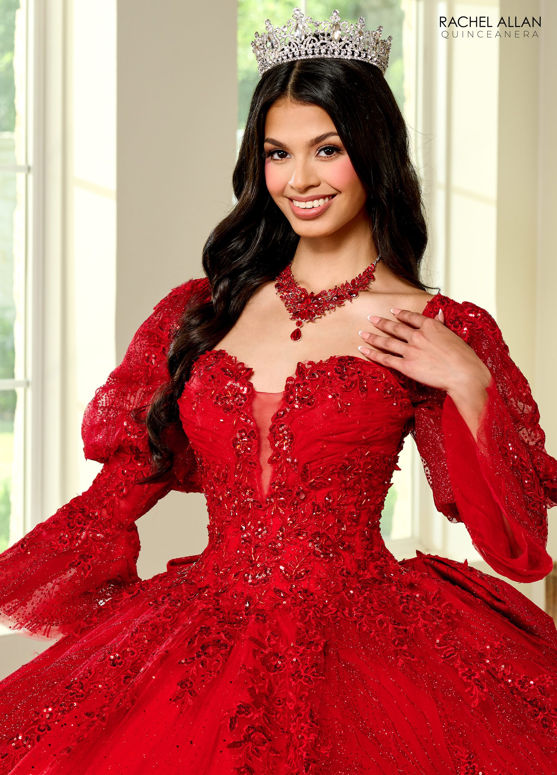 open lace back dress Rachel Allan RQ1135 Quinceanera Applique Long Ball Gown – The Dress Outlet
