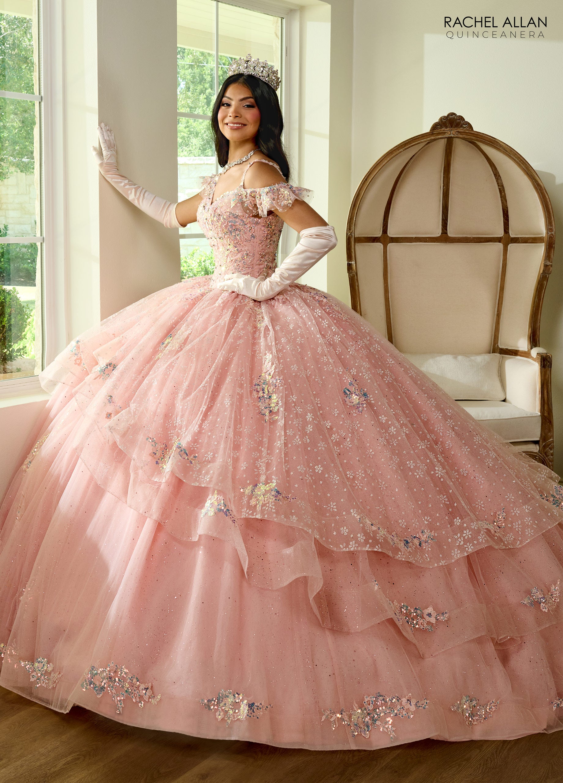 Rachel Allan RQ1136 Quinceanera Ruffle Long Ball Gown