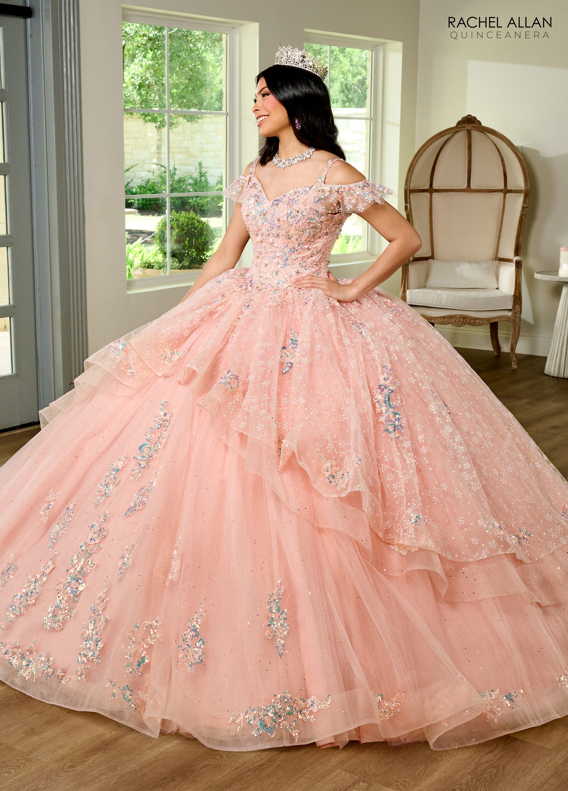 Rachel Allan RQ1136 Quinceanera Ruffle Long Ball Gown