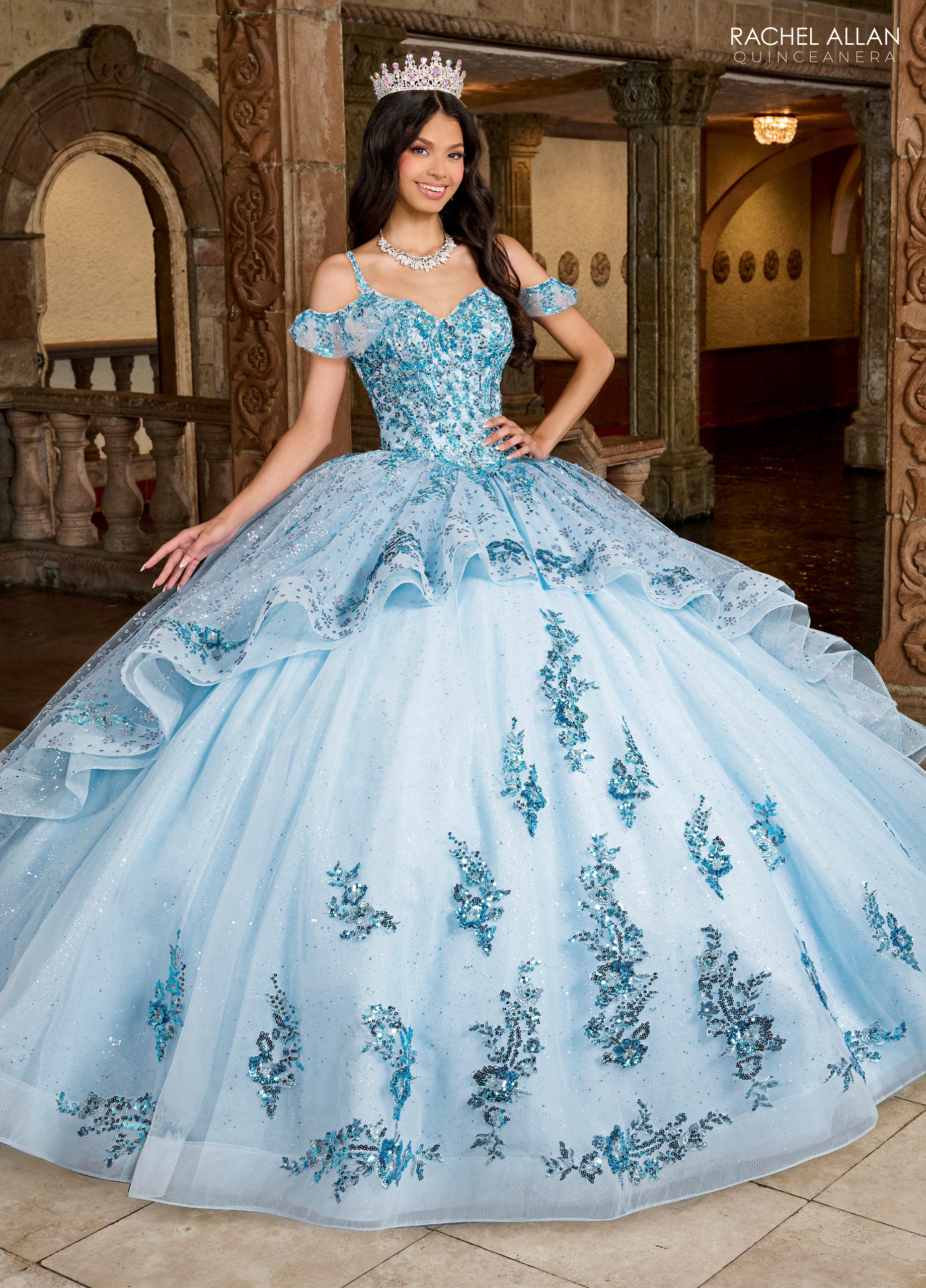 Rachel Allan RQ1136 Quinceanera Ruffle Long Ball Gown