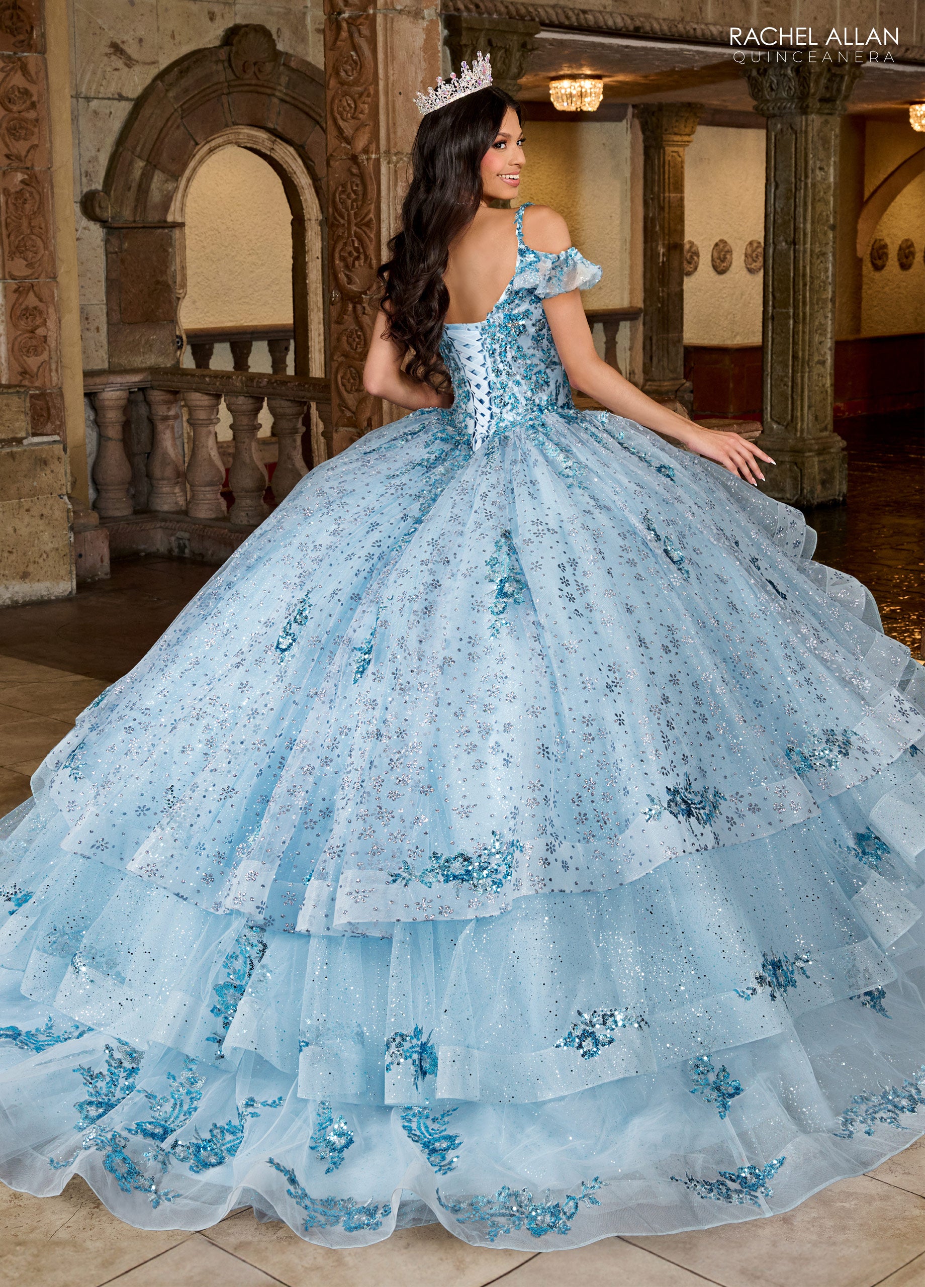 Rachel Allan RQ1136 Quinceanera Ruffle Long Ball Gown – The Dress Outlet