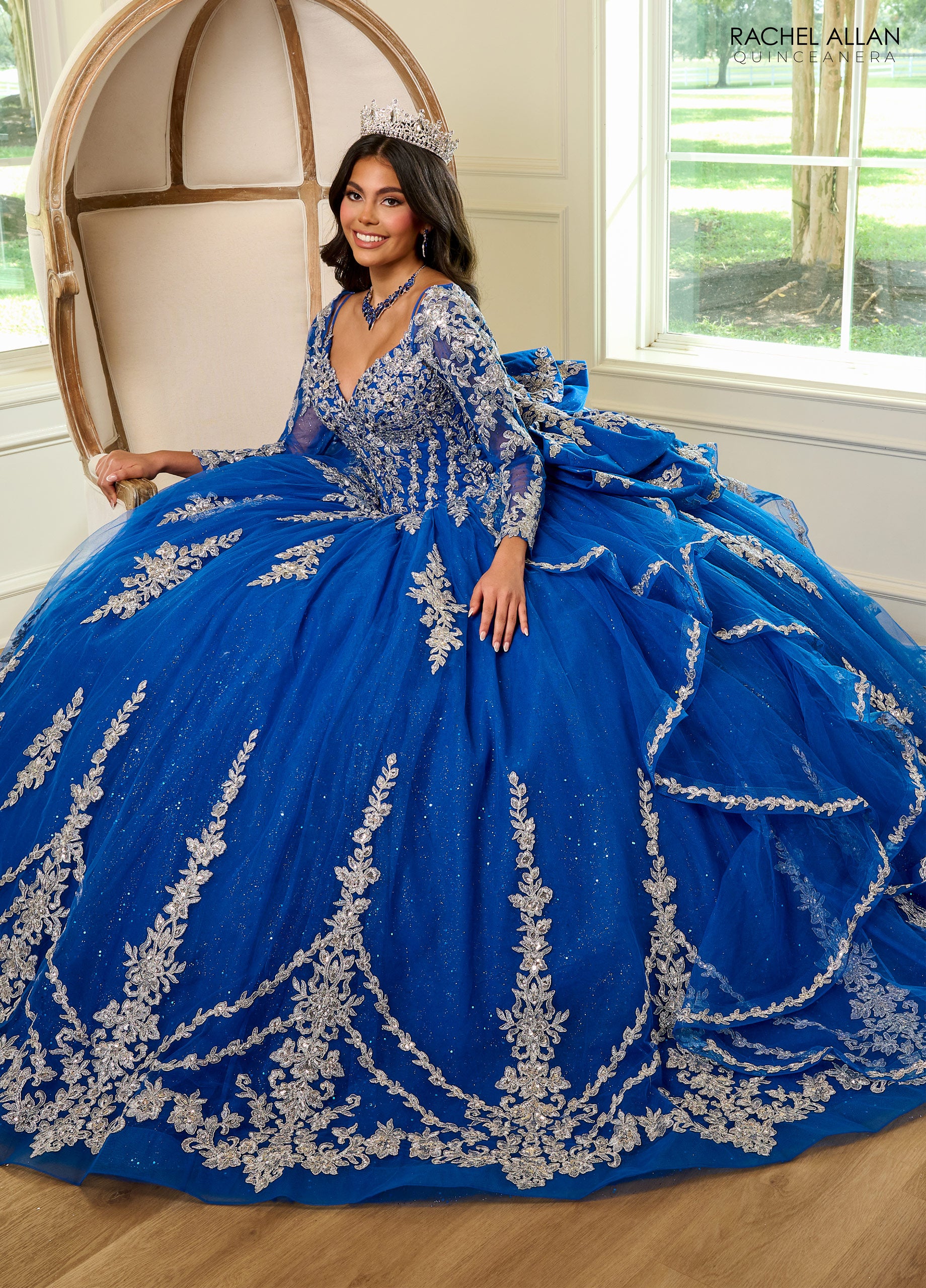 Rachel Allan RQ1137 Quinceanera Detachable Long Sleeve Ruffle Long Ball Gown