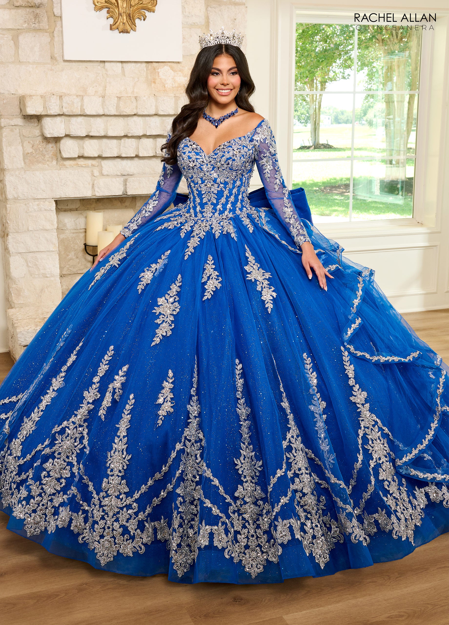 Rachel Allan RQ1137 Quinceanera Detachable Long Sleeve Ruffle Long Ball Gown