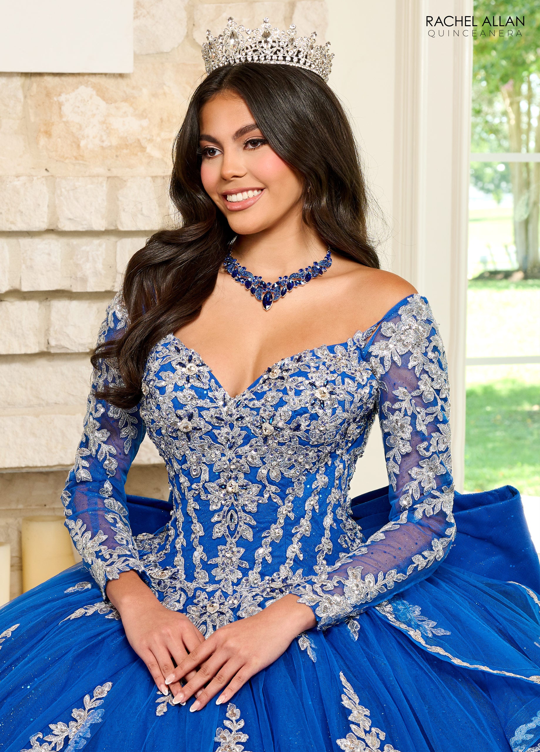 Rachel Allan RQ1137 Quinceanera Detachable Long Sleeve Ruffle Long Ball Gown