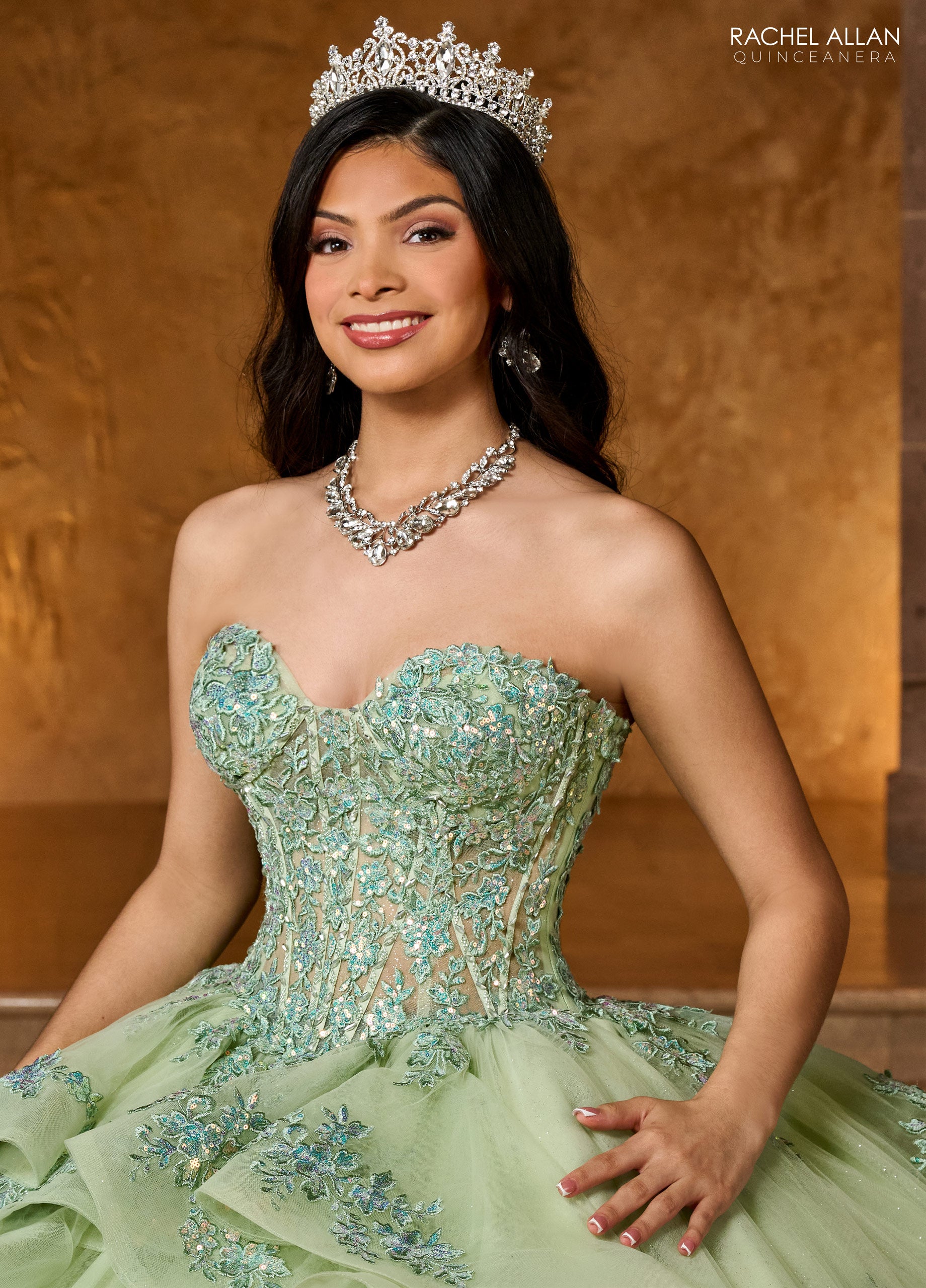Quinceniera Dresses Quinceniera Detachable Jacket Long Ball Gown Sage