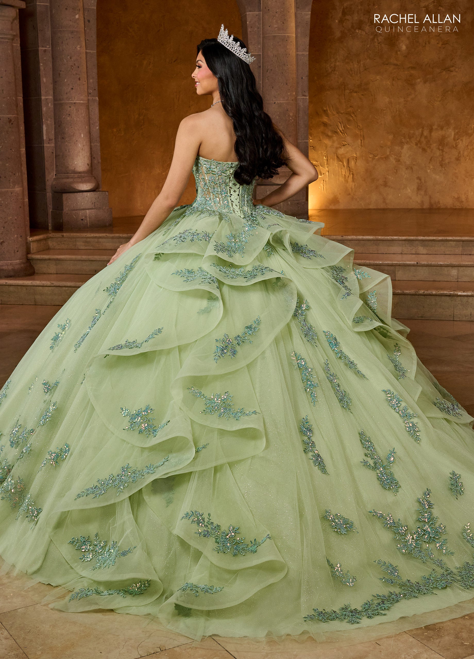 Quinceniera Dresses Quinceniera Detachable Jacket Long Ball Gown Sage