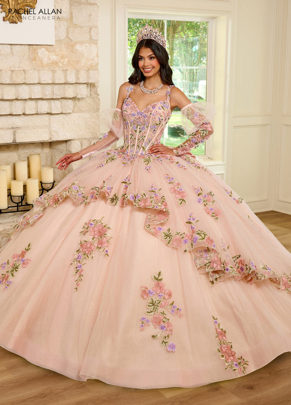 Rachel Allan RQ2182 Quinceanera Detachable Sleeve Long Ball Gown