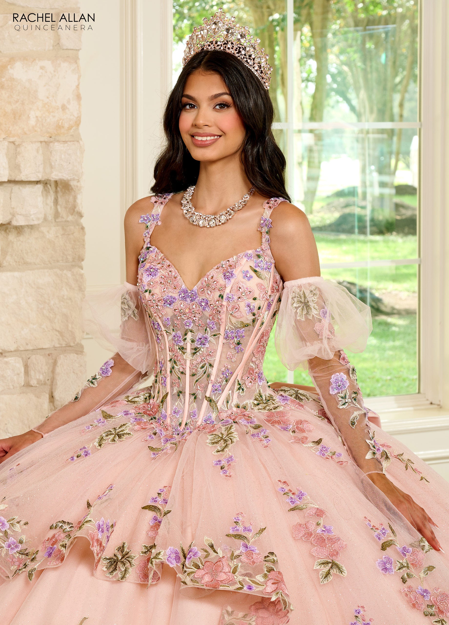 Rachel Allan RQ2182 Quinceanera Detachable Sleeve Long Ball Gown