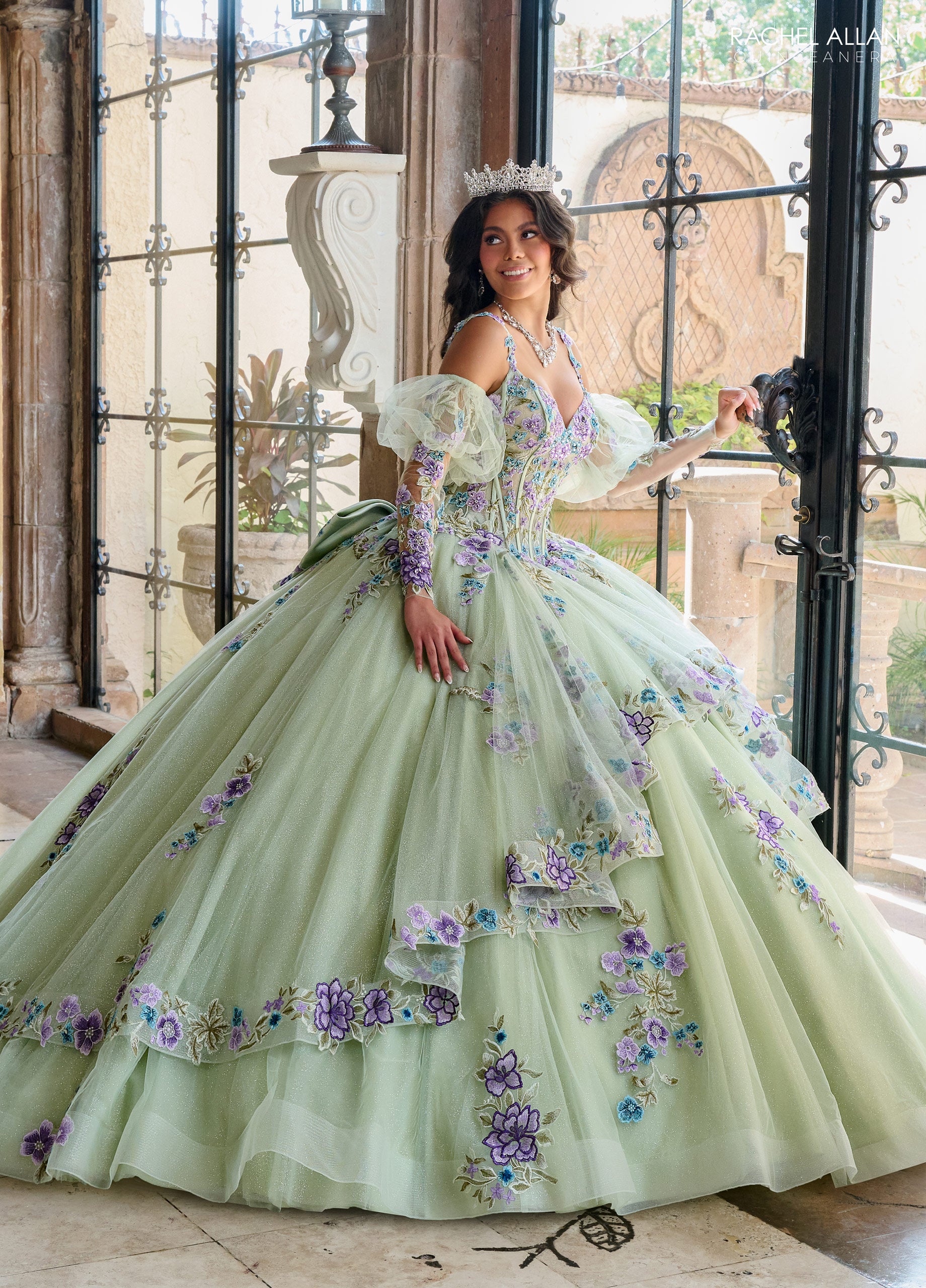 Rachel Allan RQ2182 Quinceanera Detachable Sleeve Long Ball Gown