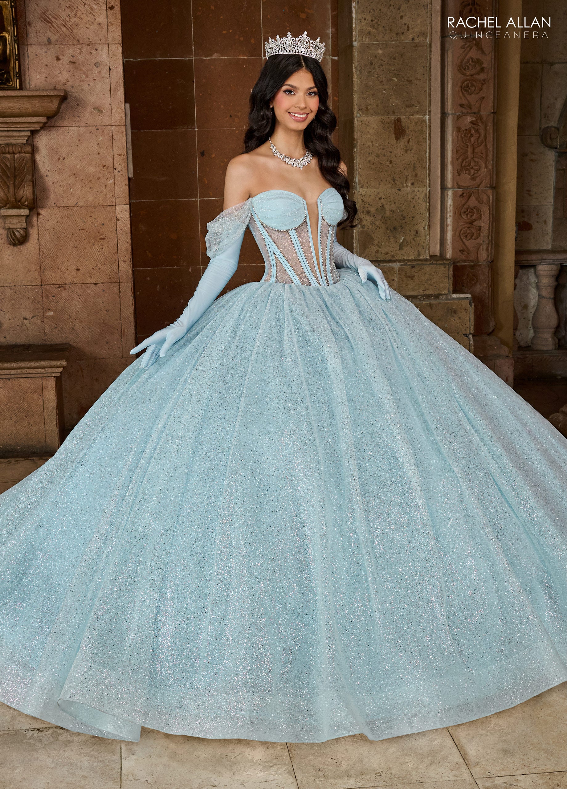 Rachel Allan RQ2183 Quinceanera Glitter Long Ball Gown