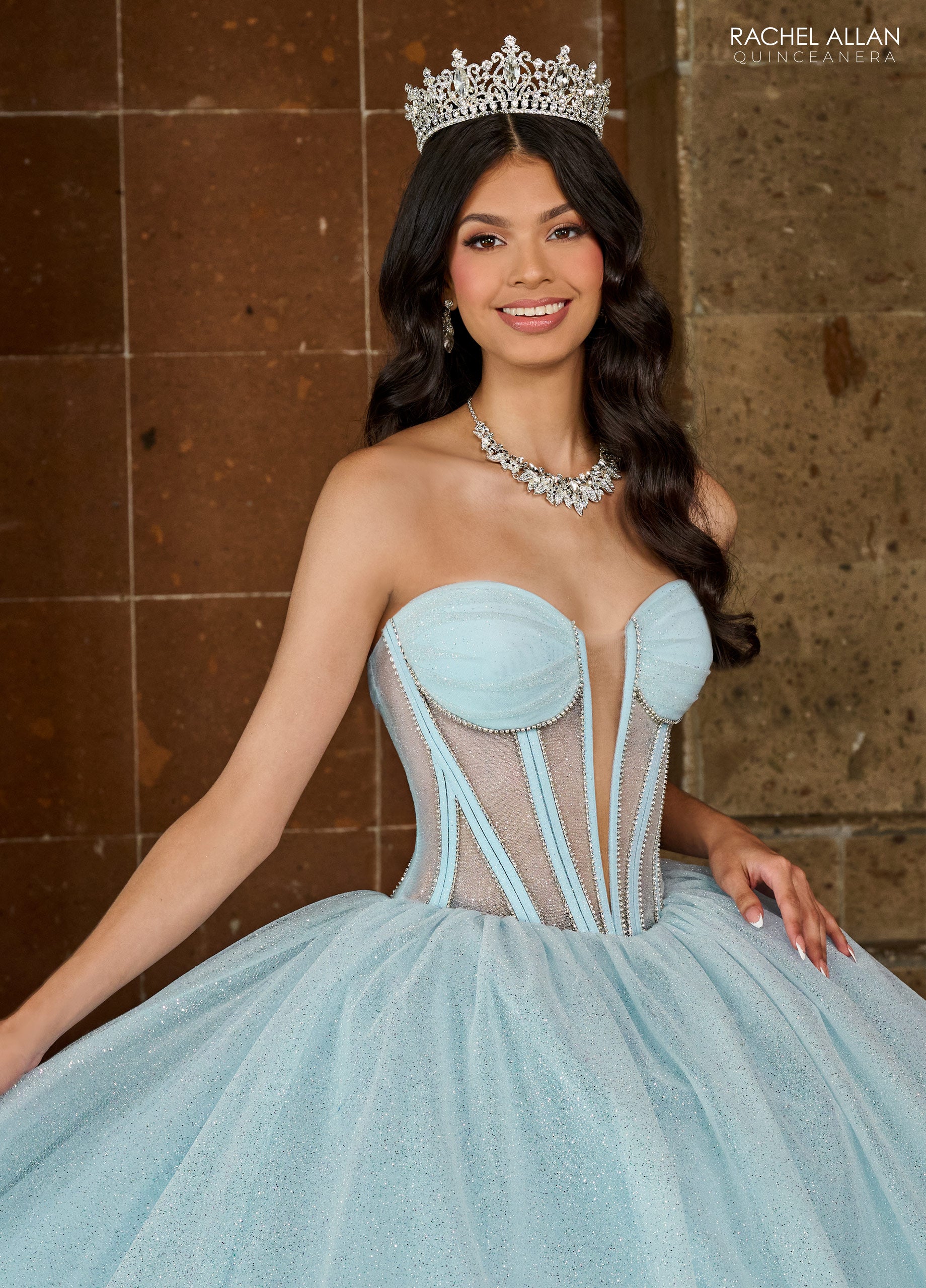 Rachel Allan RQ2183 Quinceanera Glitter Long Ball Gown