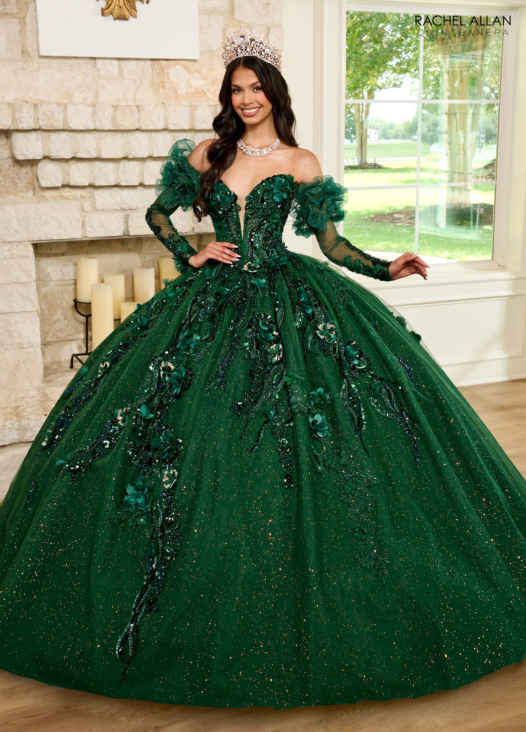 Rachel Allan RQ2184 Long Quinceanera Detachable Sleeve Ball Gown