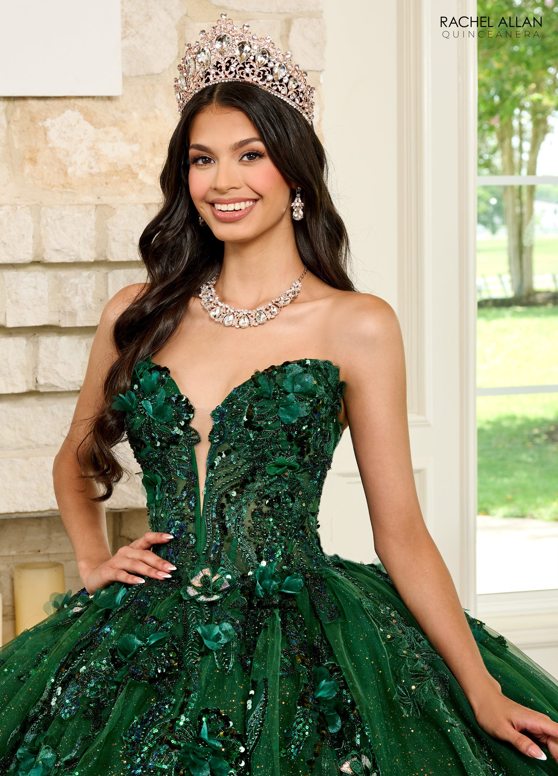 Rachel Allan RQ2184 Long Quinceanera Detachable Sleeve Ball Gown