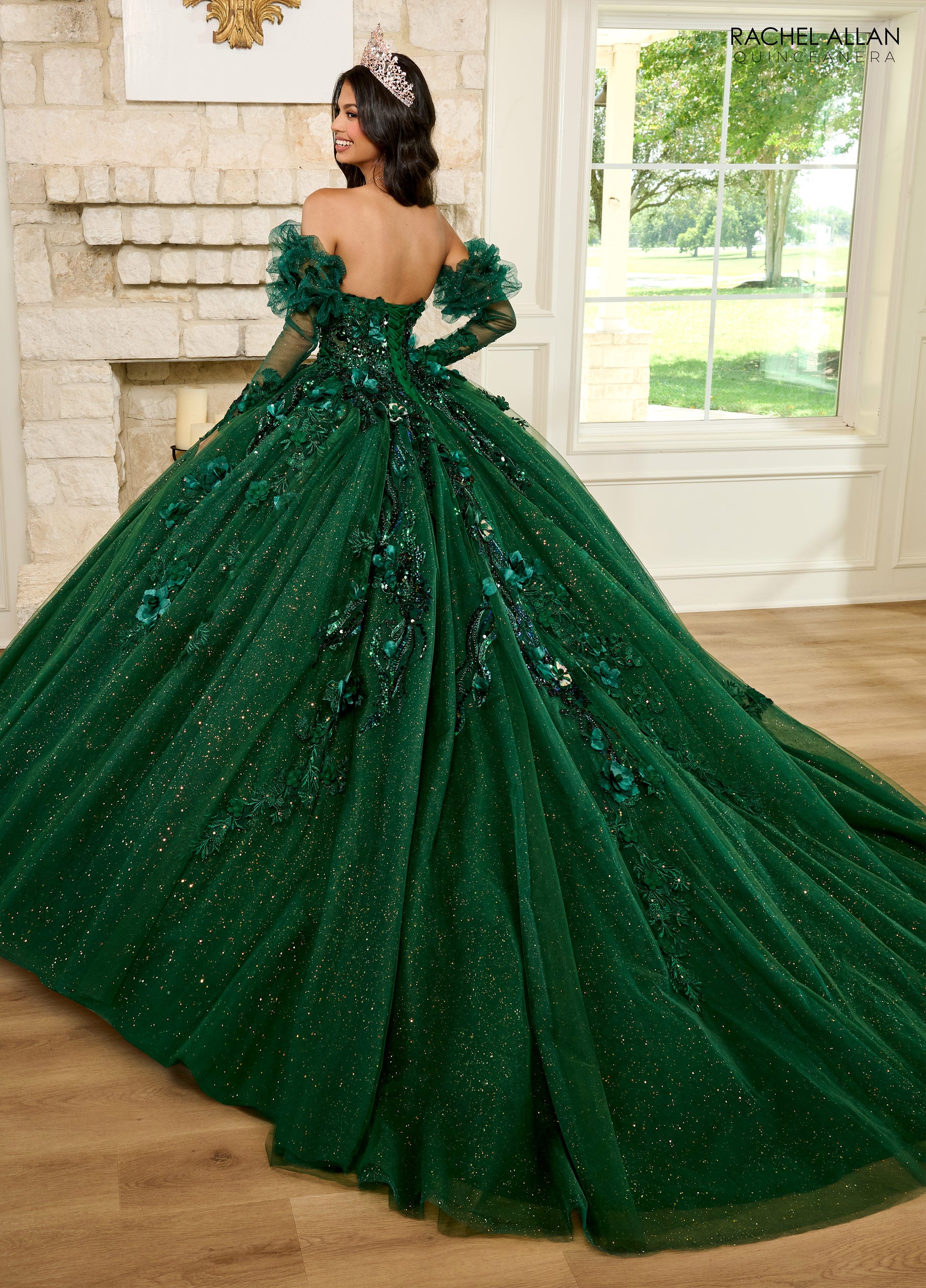Rachel Allan RQ2184 Long Quinceanera Detachable Sleeve Ball Gown