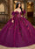 Quinceniera Dresses Long Quinceniera Detachable Sleeve Ball Gown Wine