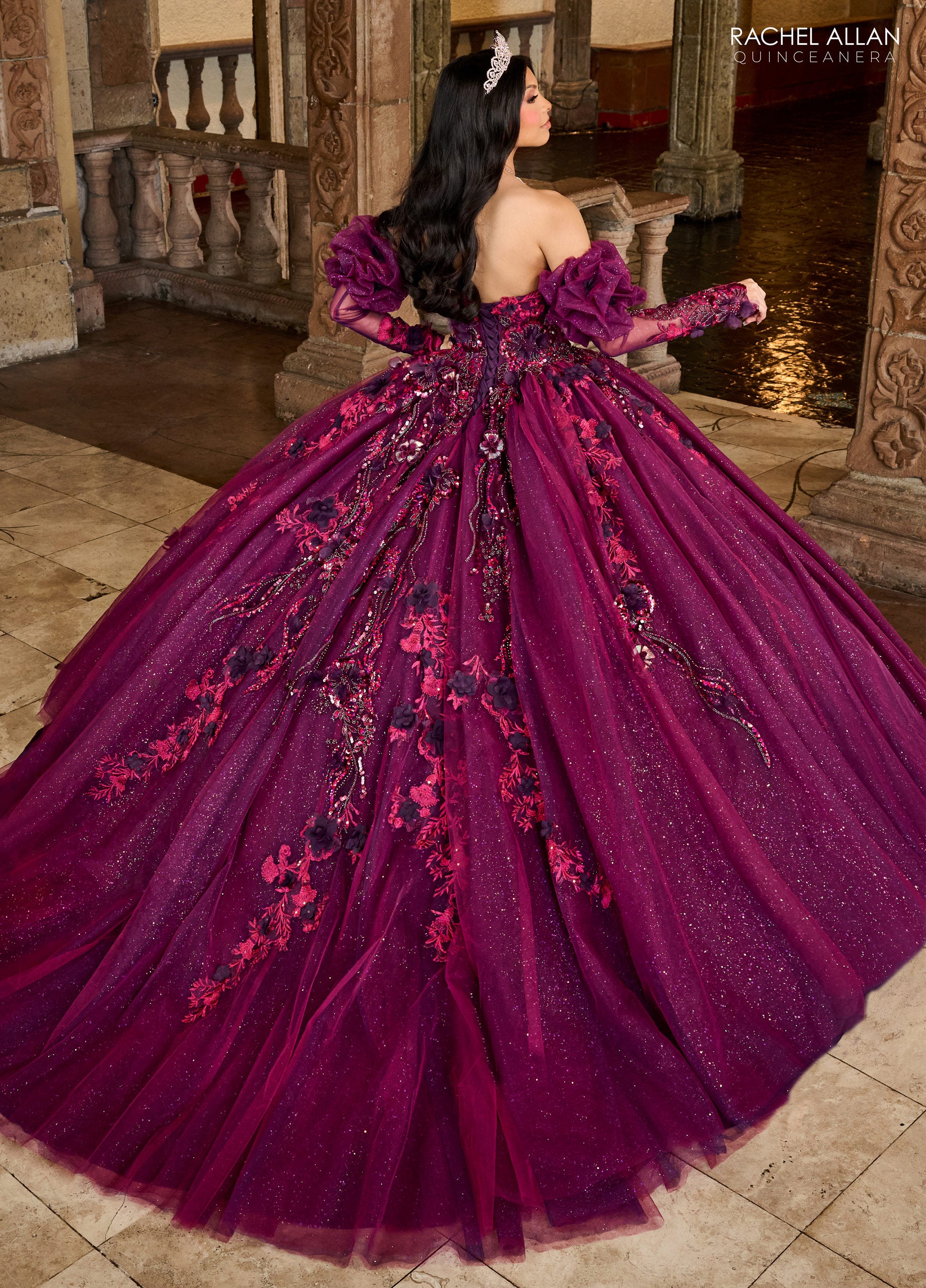 Rachel Allan RQ2184 Long Quinceanera Detachable Sleeve Ball Gown