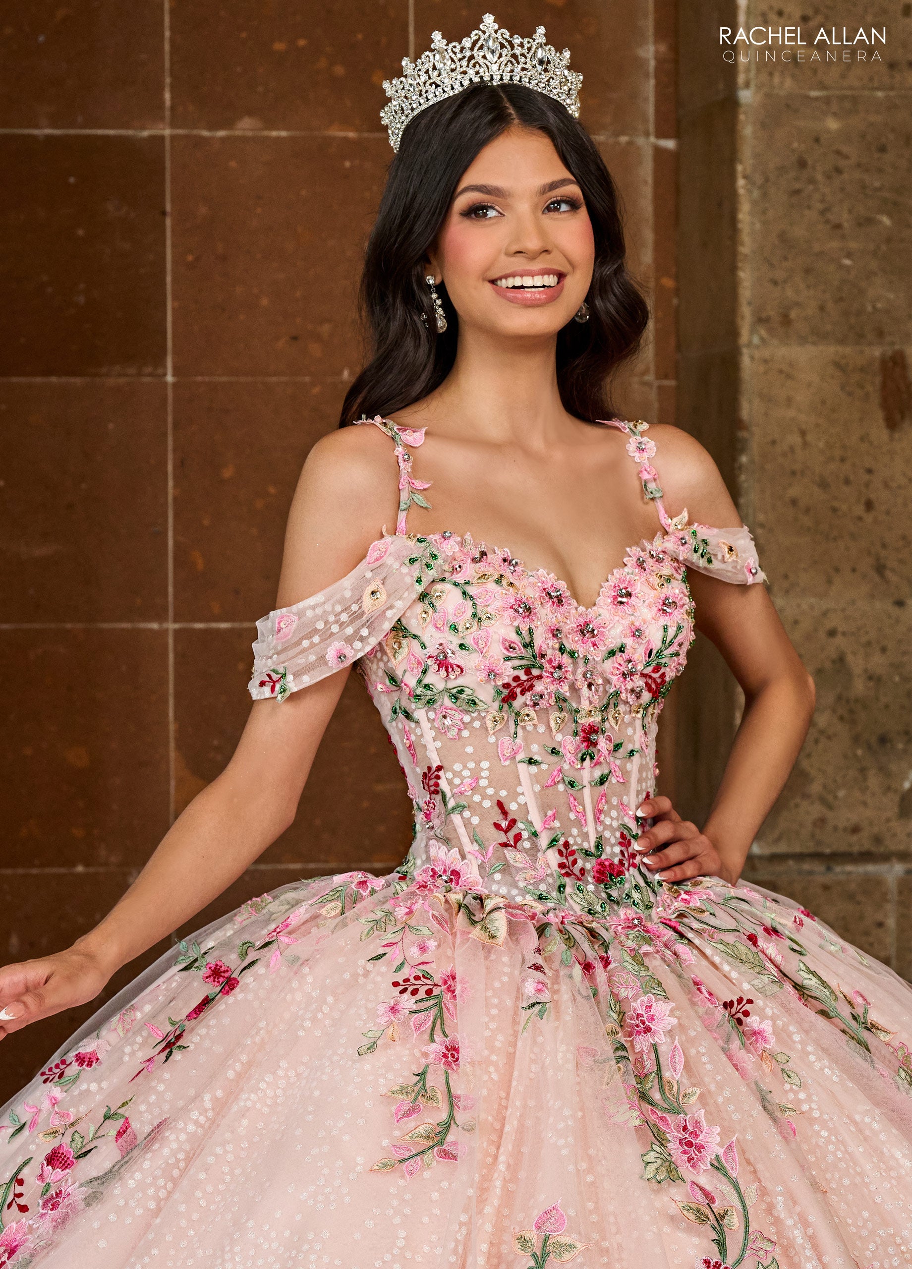 Rachel Allan RQ2185 Long Quinceanera Detachable Cape Ball Gown