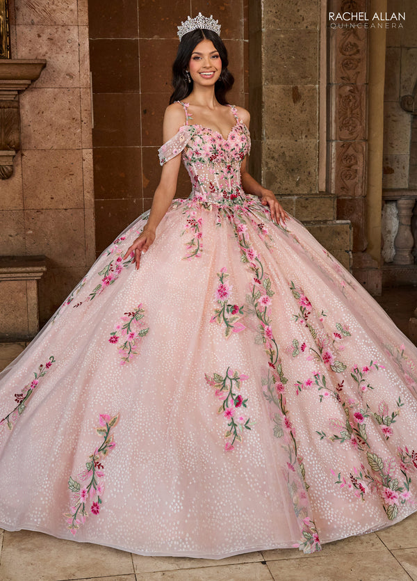 Rachel Allan RQ2185 Long Quinceanera Detachable Cape Ball Gown