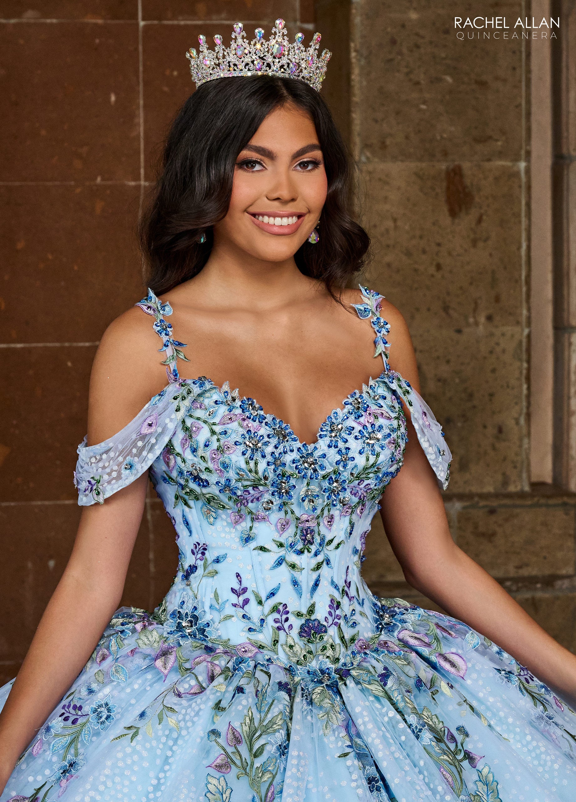 Rachel Allan RQ2185 Long Quinceanera Detachable Cape Ball Gown
