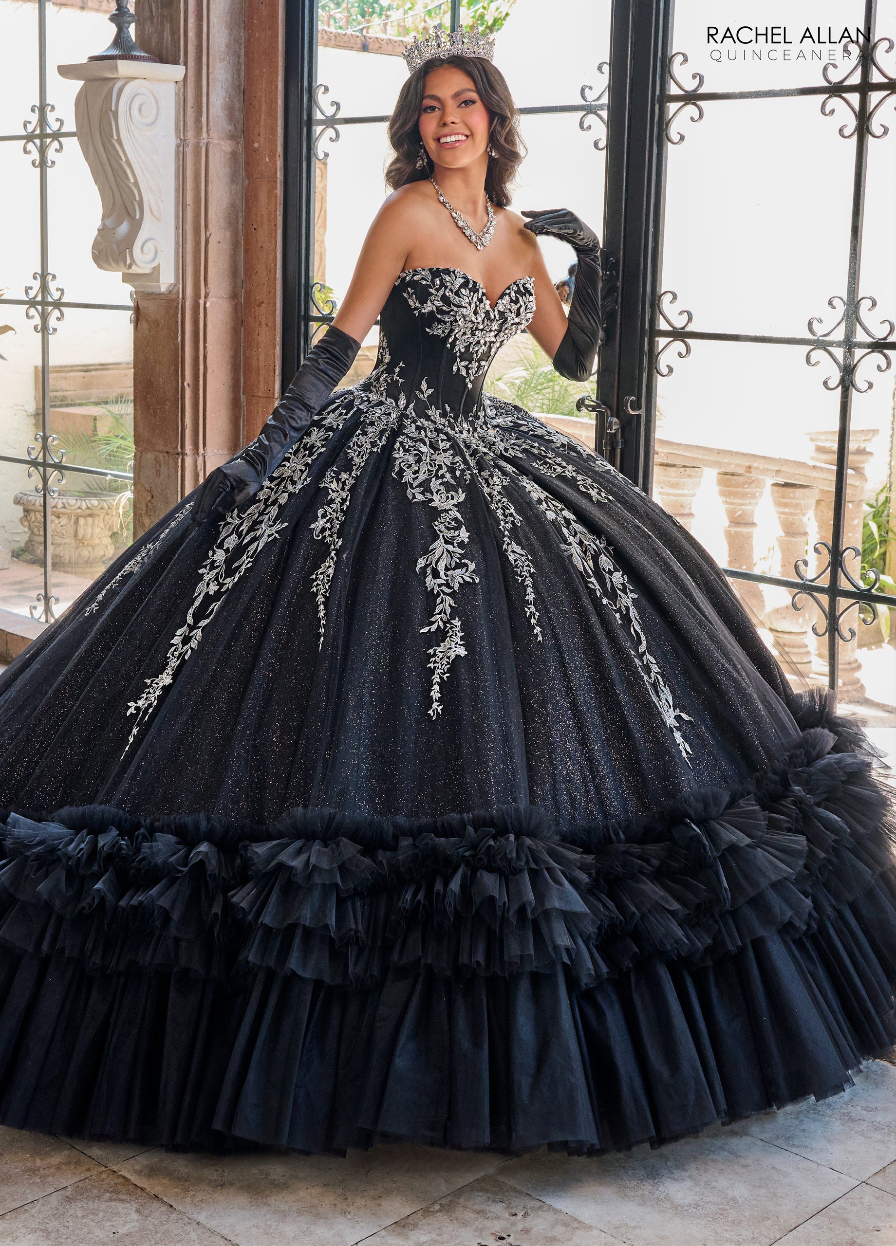 Quinceanera Dresses Long Quinceanera Ruffle Ball Gown Black