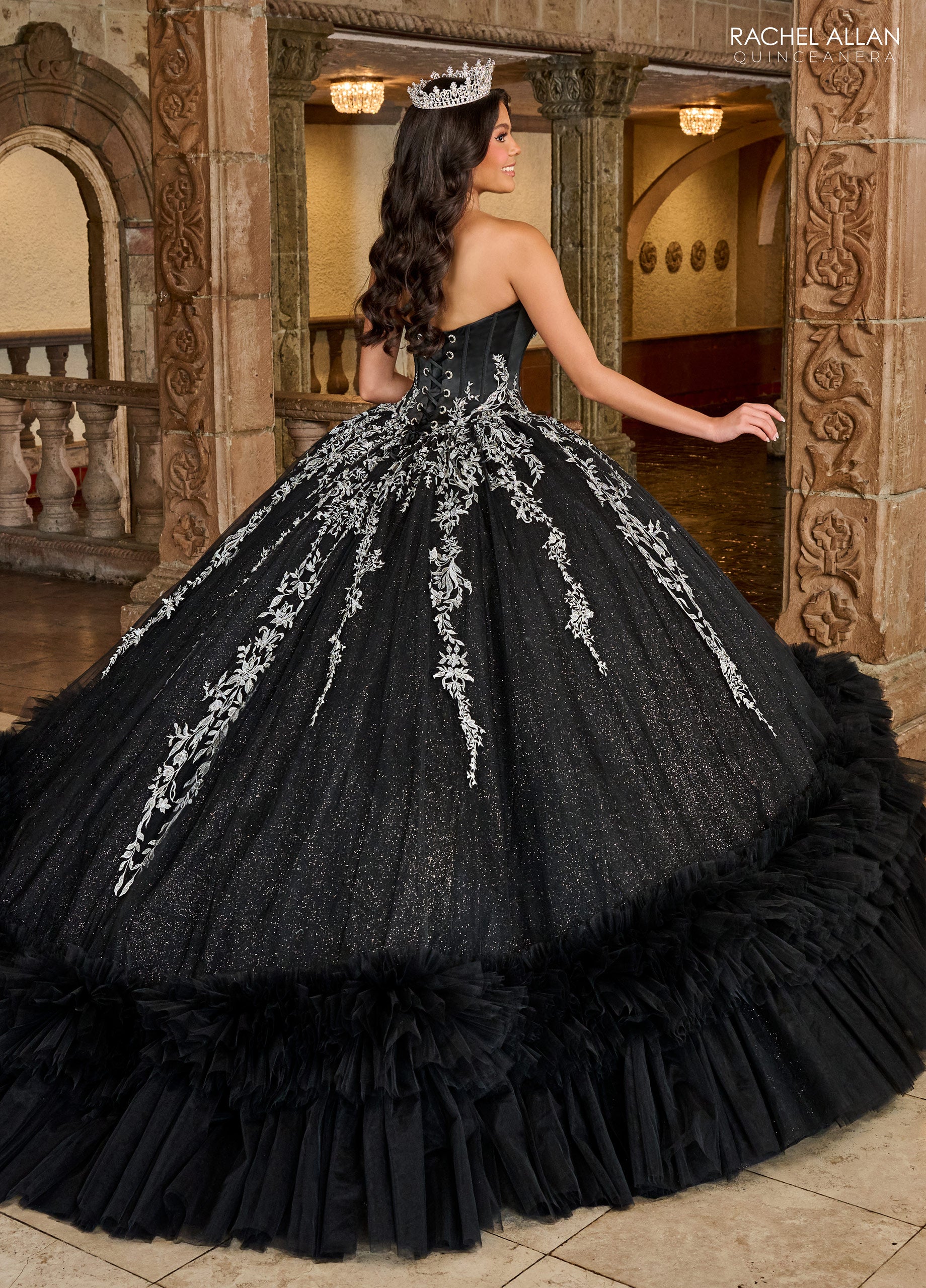 Quinceanera Dresses Long Quinceanera Ruffle Ball Gown Black